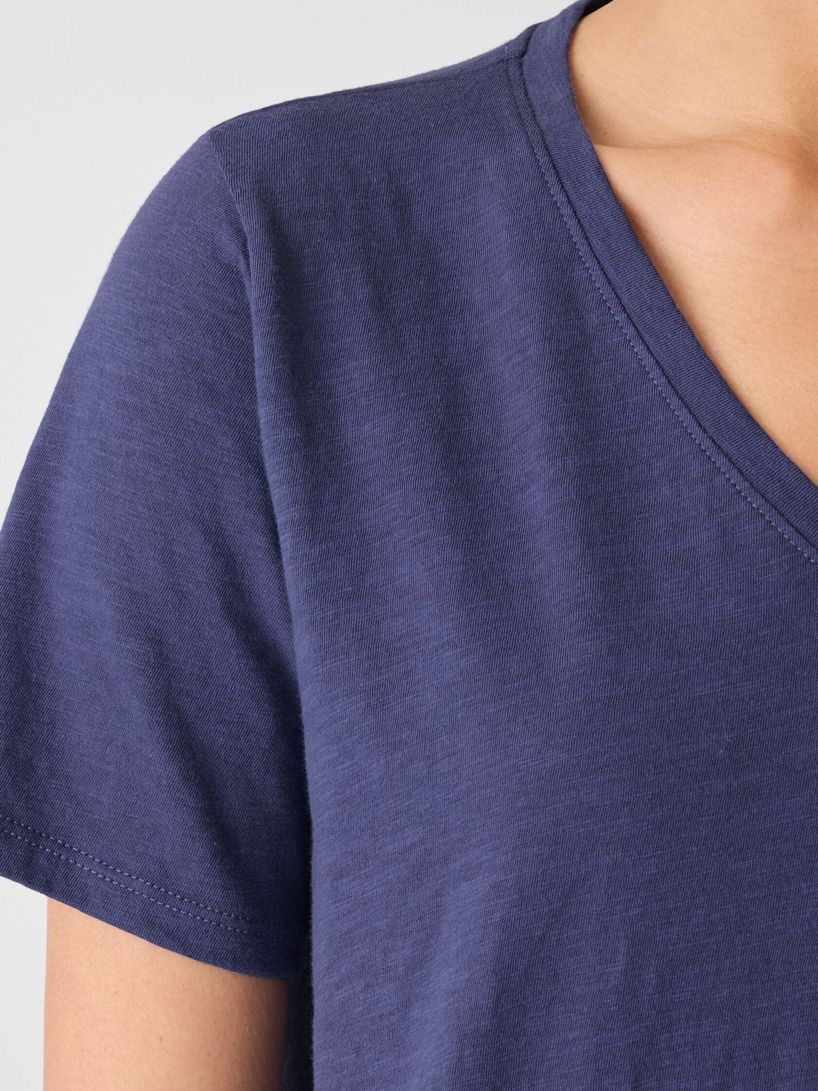 Organic Cotton Slubby Jersey V-Neck Tee