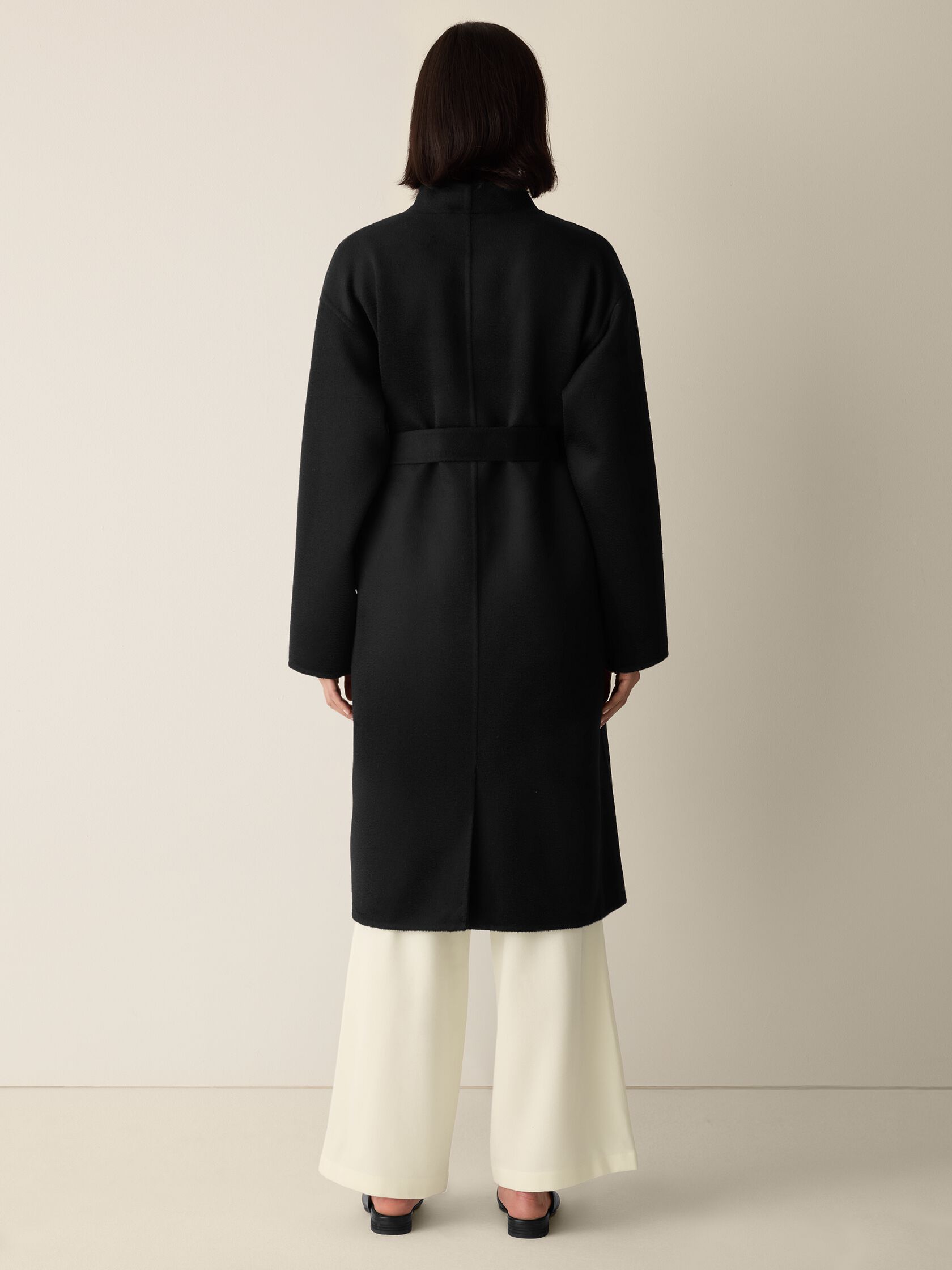 Lustrous Wool High Collar Coat