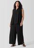 Silk Georgette Crepe Classic Collar Sleeveless Shirt