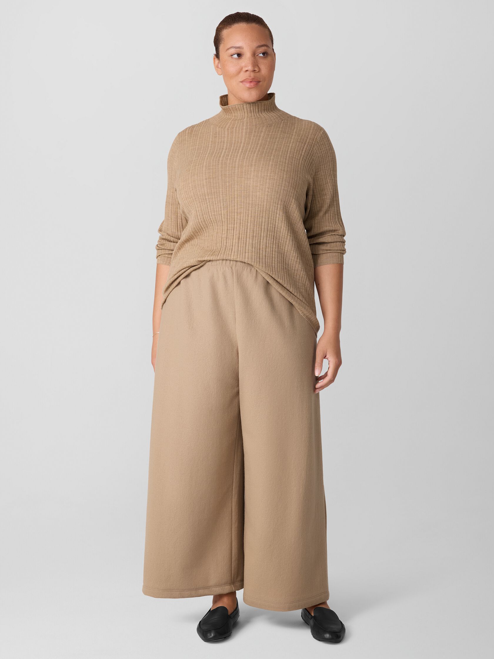 Felted Wool Jersey Wide-Leg Pant