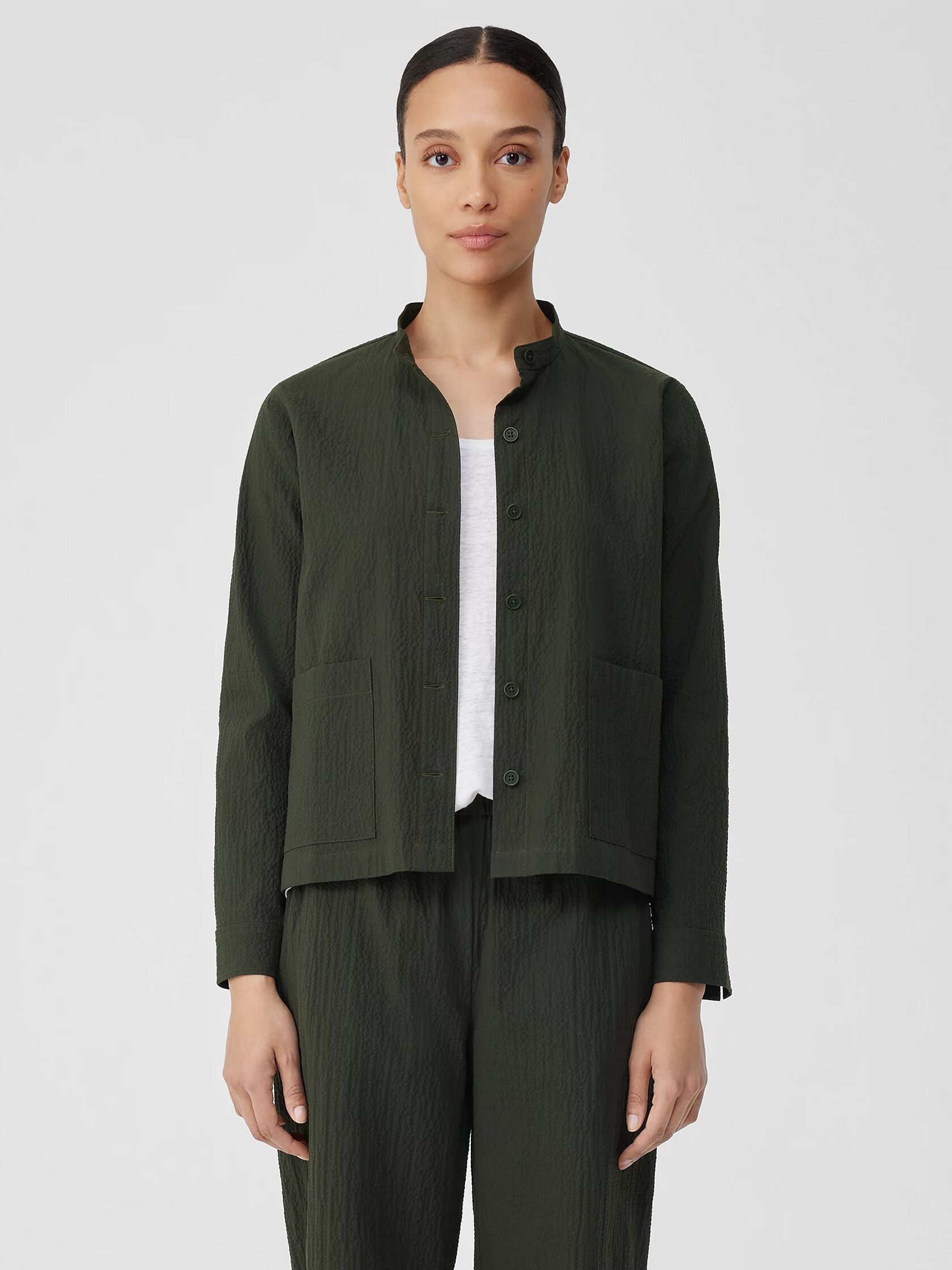 Organic Cotton Pucker Shirt Jacket