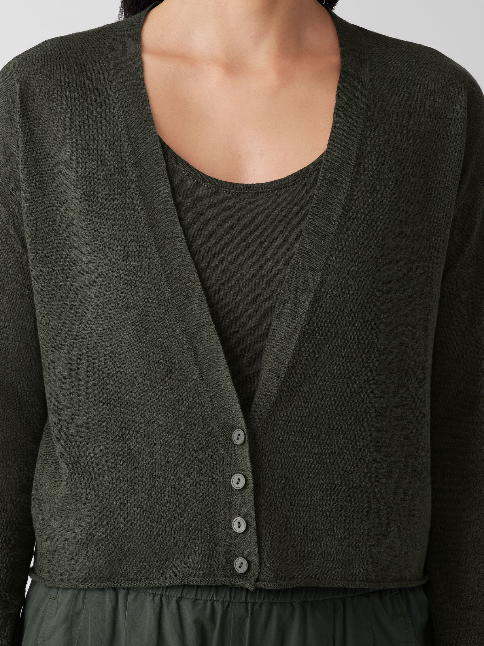 Organic Linen Cotton Cropped Cardigan