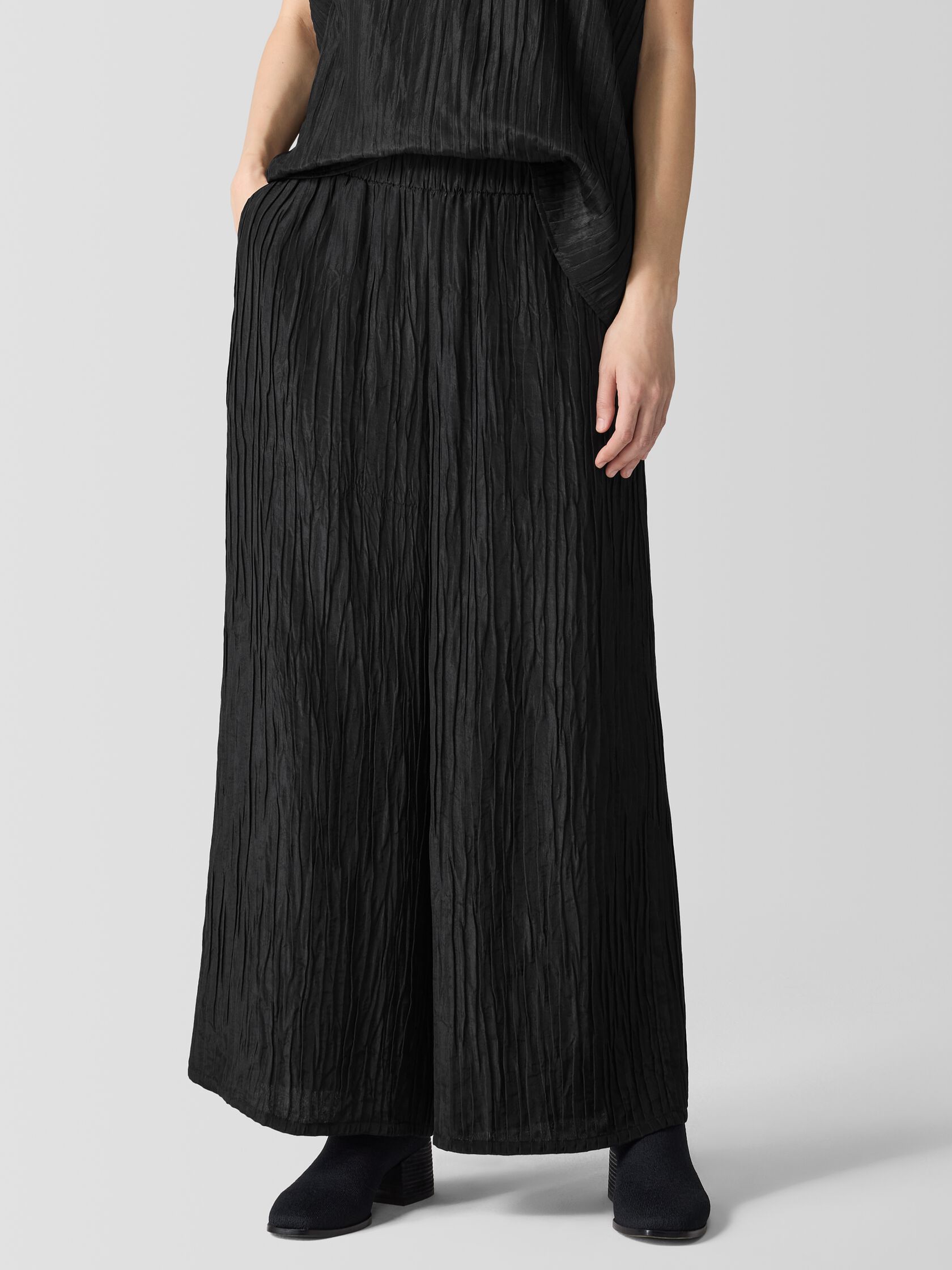 Textured Silk Jacquard Wide-Leg Pant