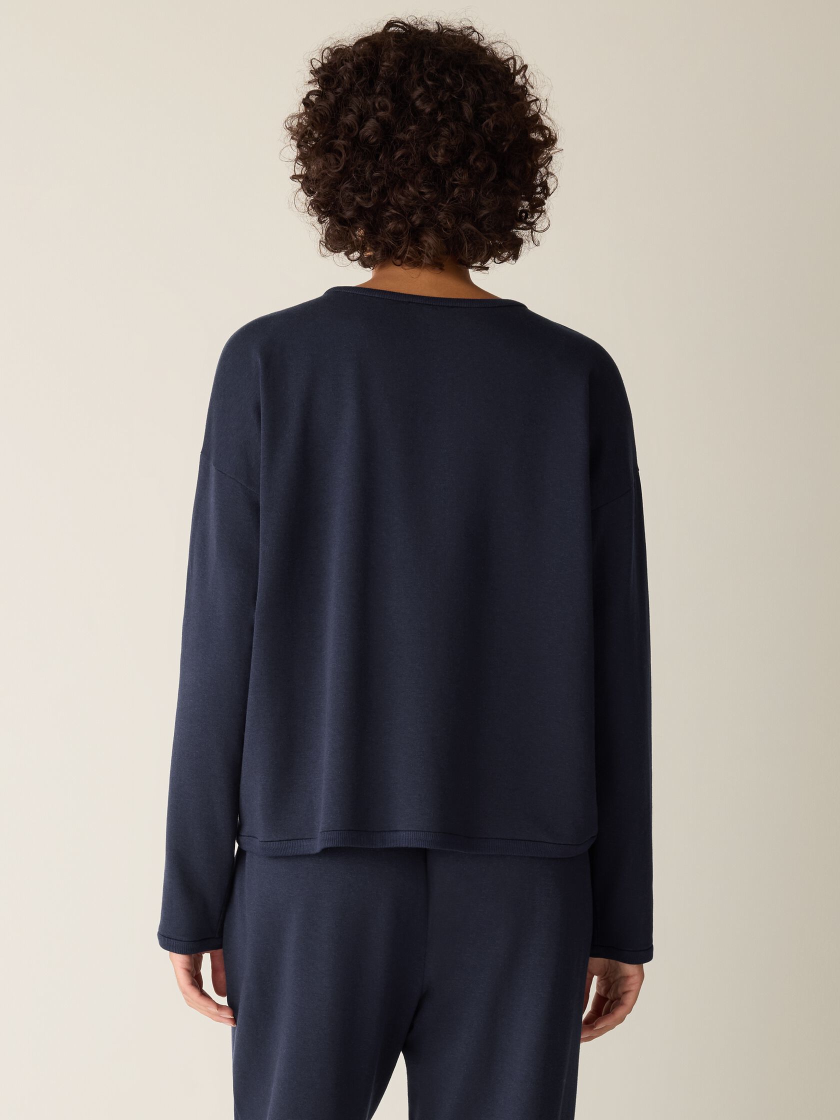Cozy Brushed Terry Hug Round Neck Box-Top