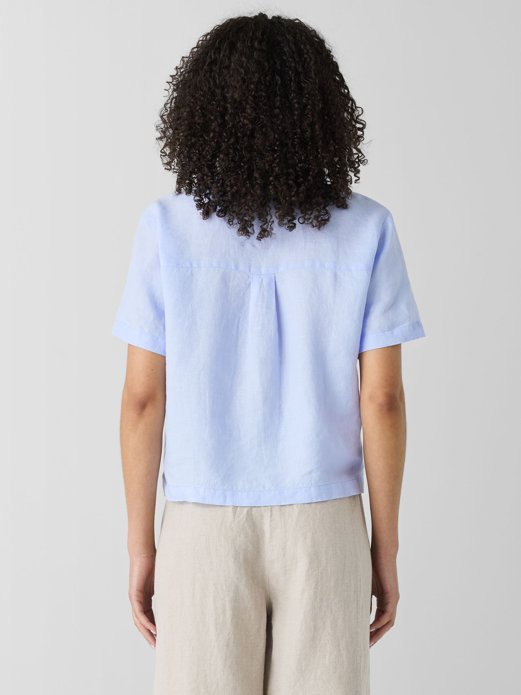 Organic Handkerchief Linen Band Collar Shirt