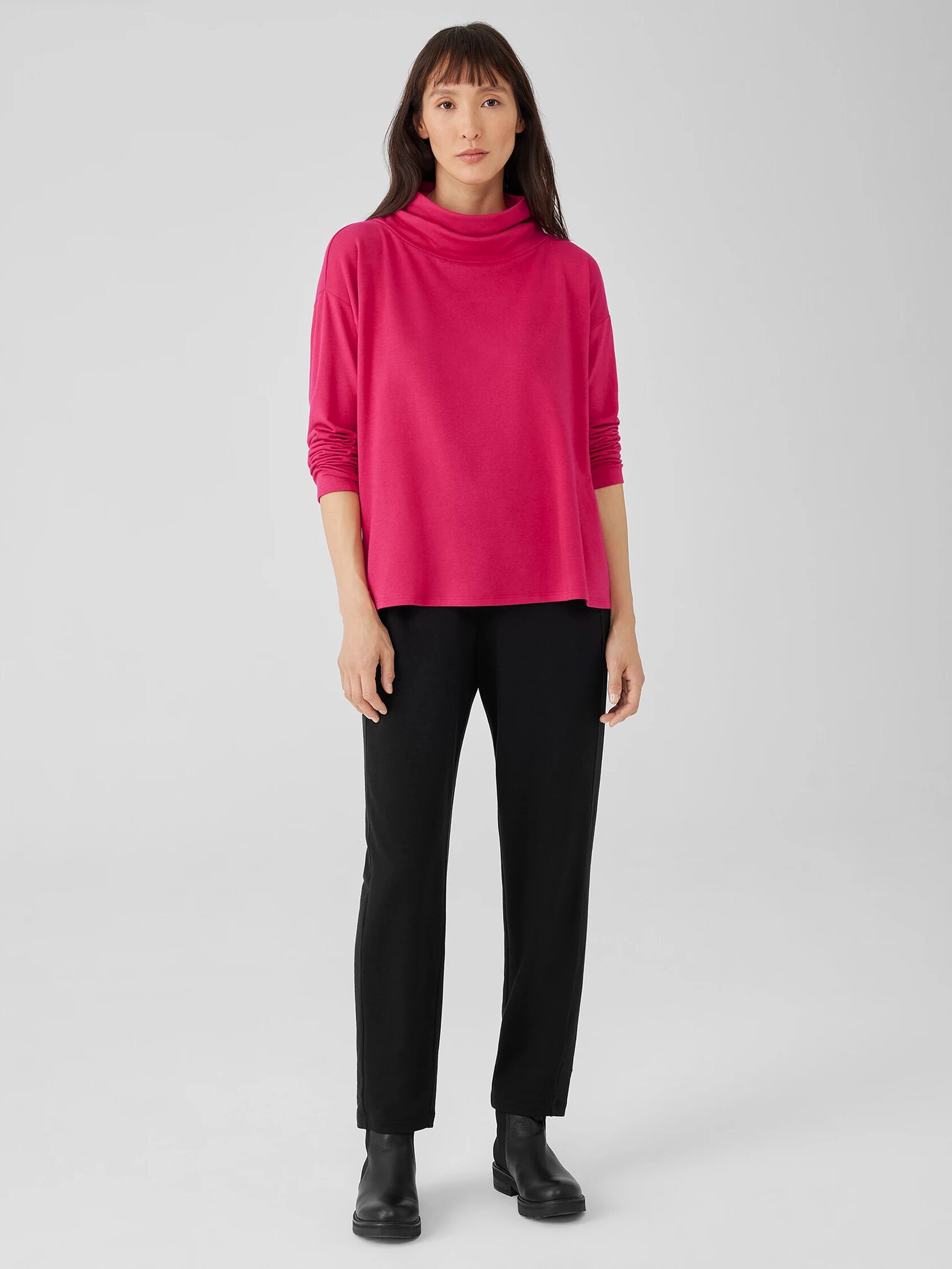 Cozy Brushed Terry Hug Funnel Neck Top