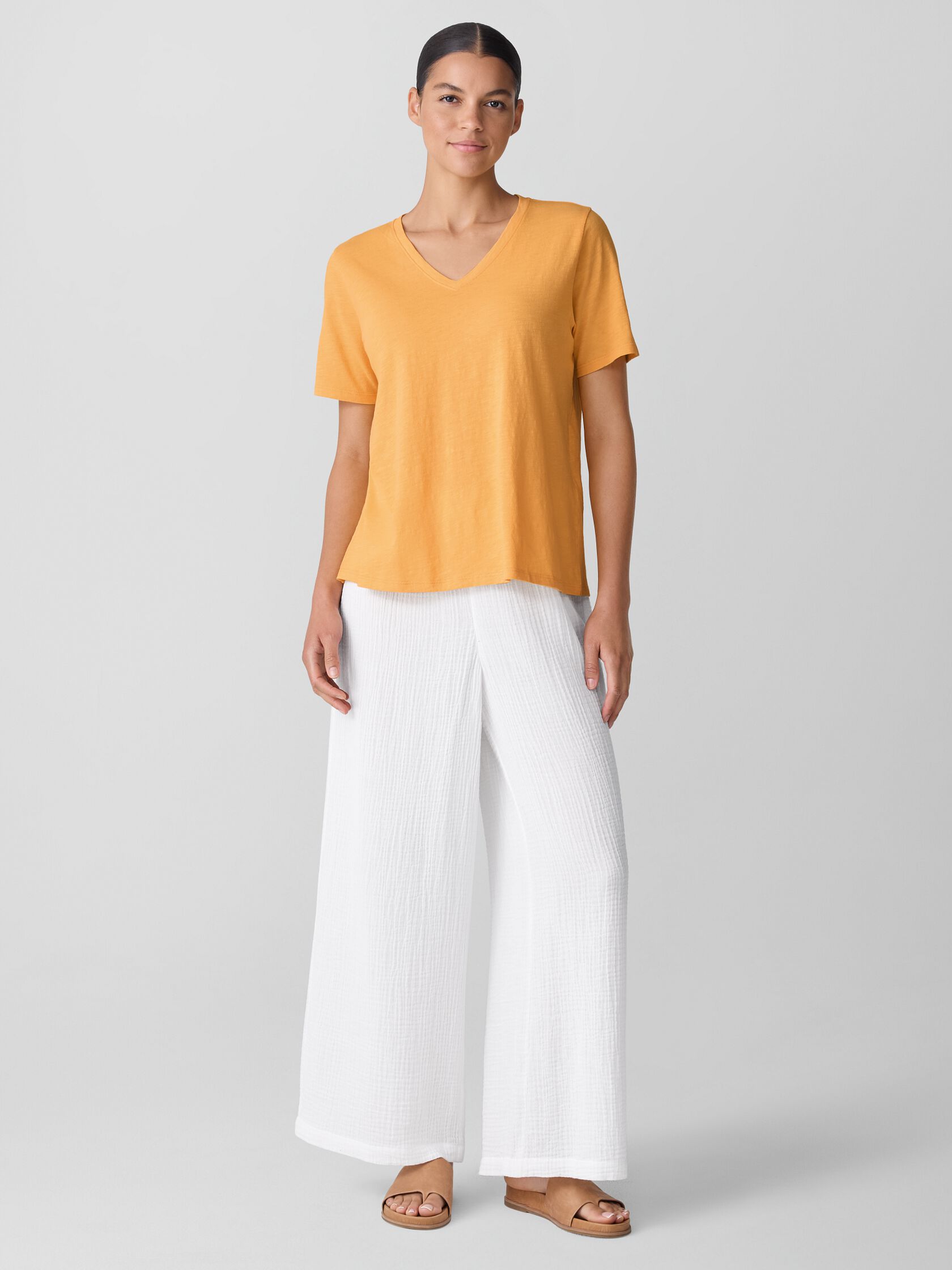 Organic Cotton Slubby Jersey V-Neck Tee