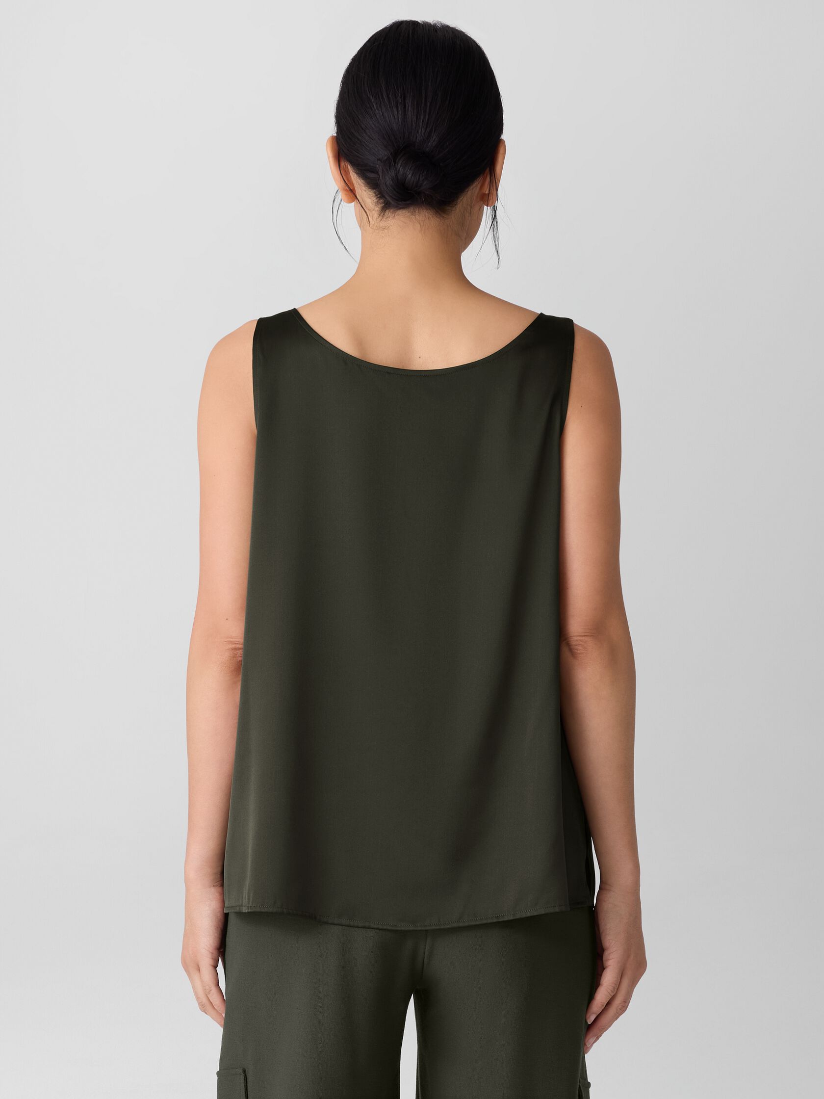 Stretch Silk Charmeuse Scoop Neck Tank
