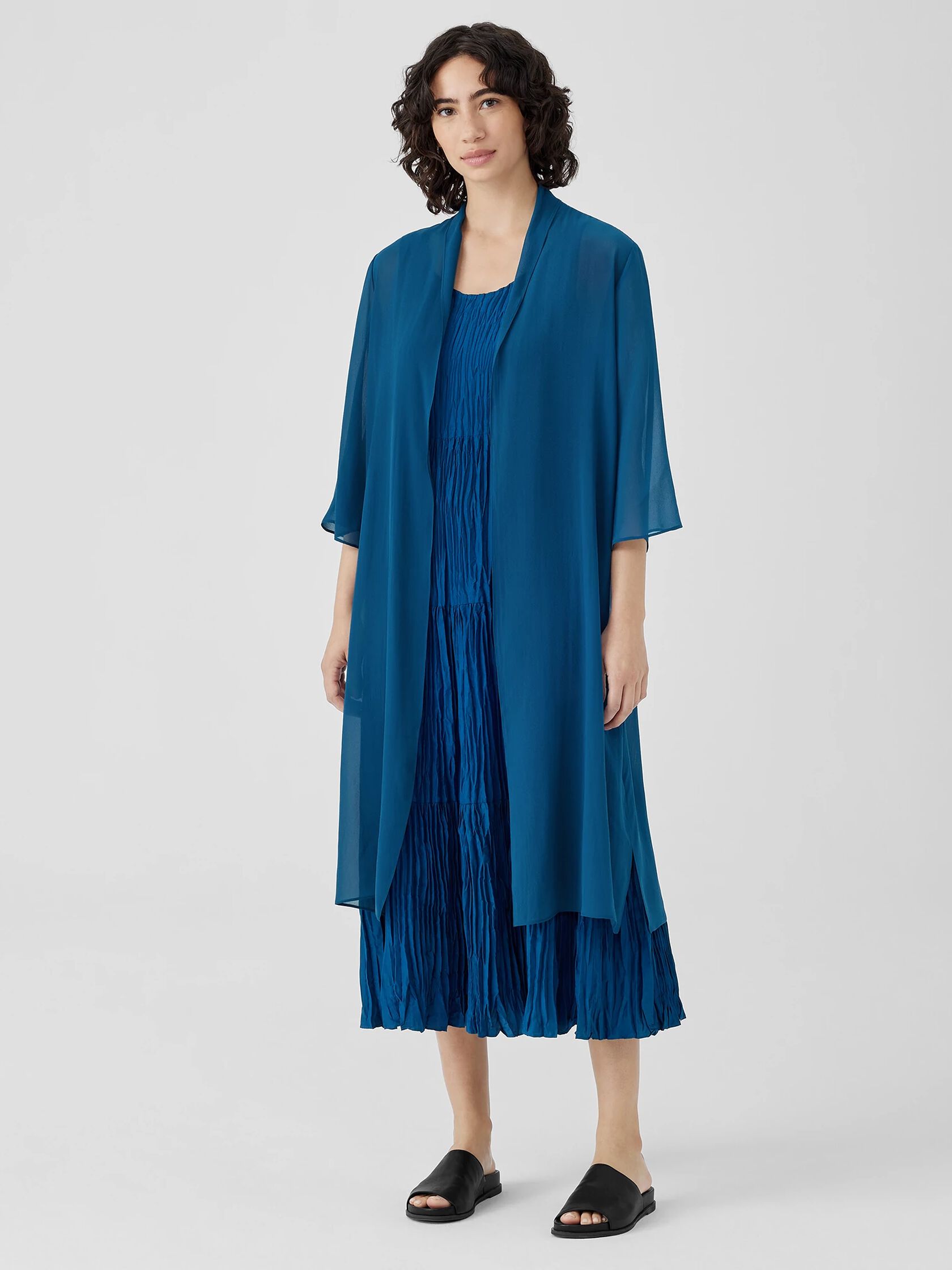 Sheer Silk Georgette High Collar Jacket