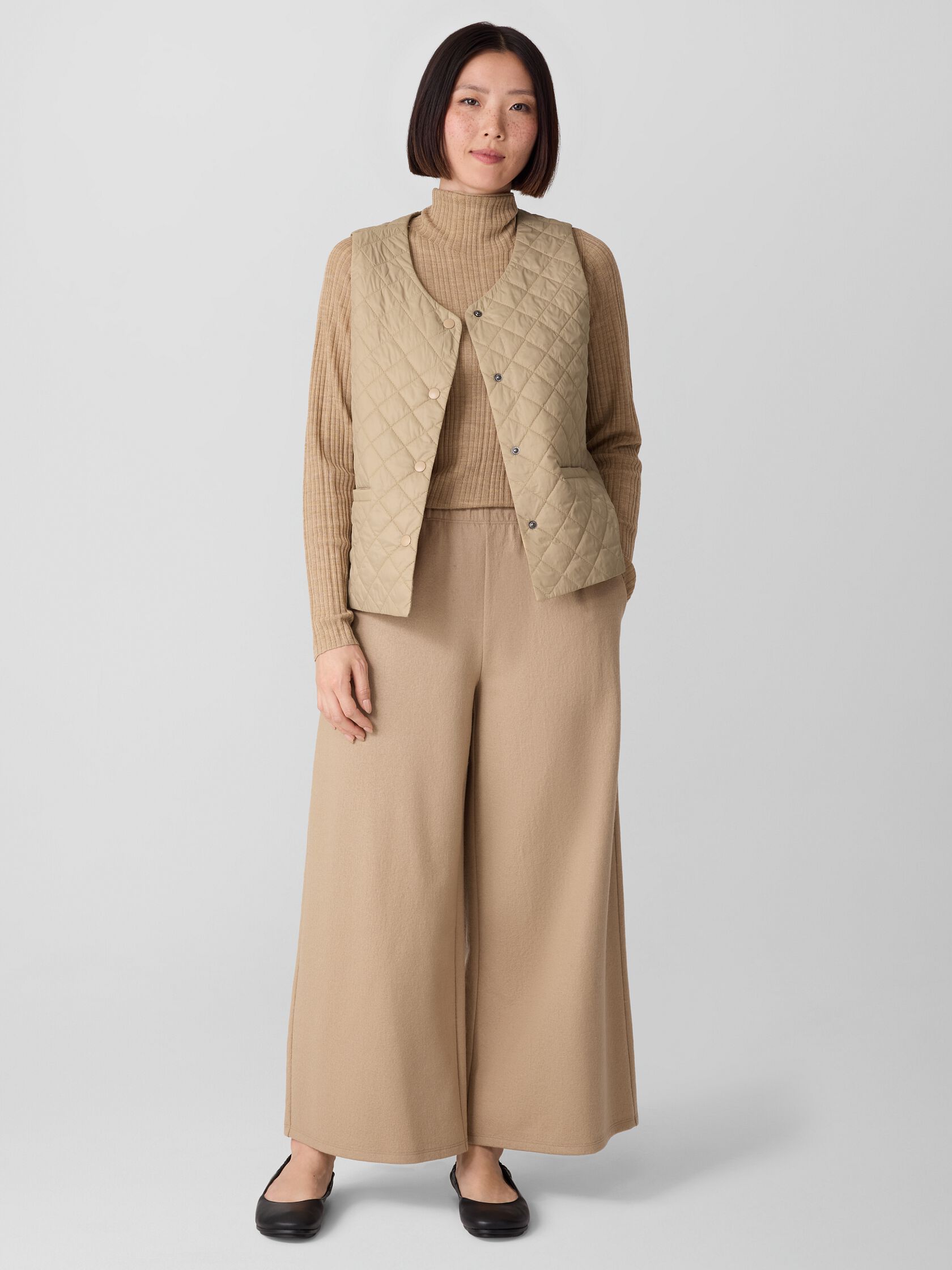 Felted Wool Jersey Wide-Leg Pant