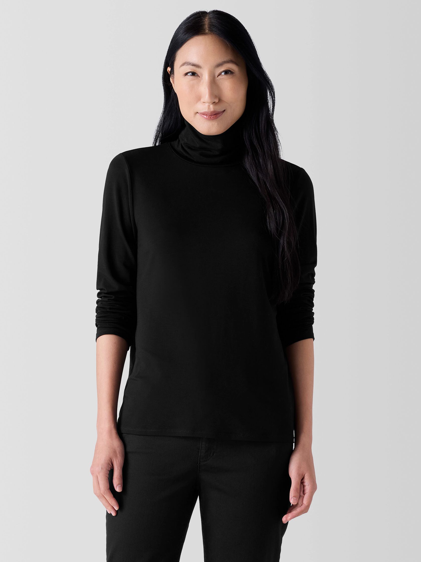 Sheer Knit Turtleneck Top