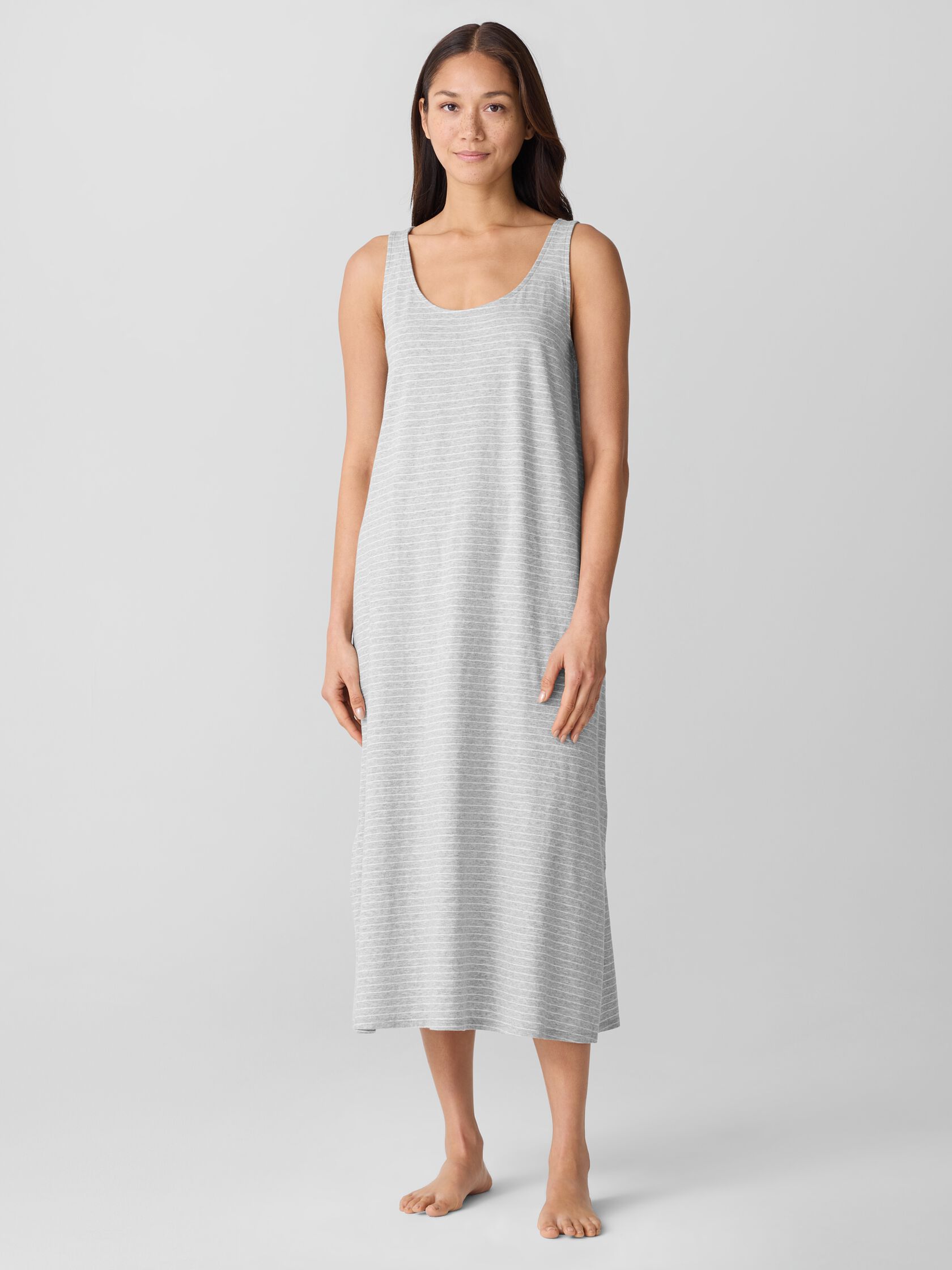 Striped Organic Cotton Jersey Tank Sleep Dress