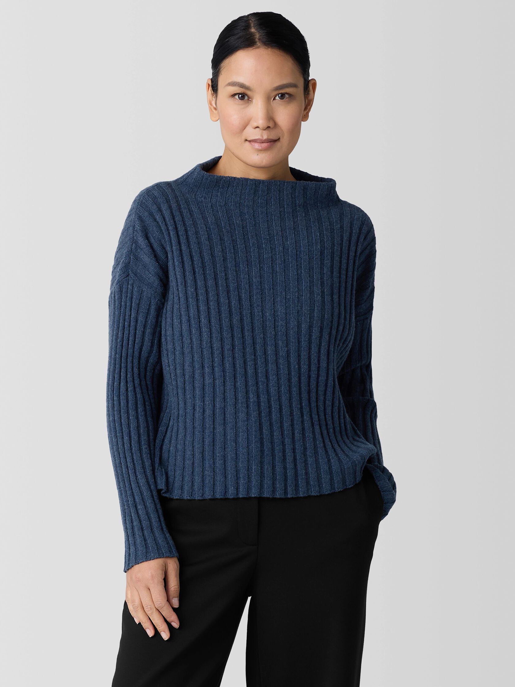Recycled Wool Cashmere Funnel Neck Top