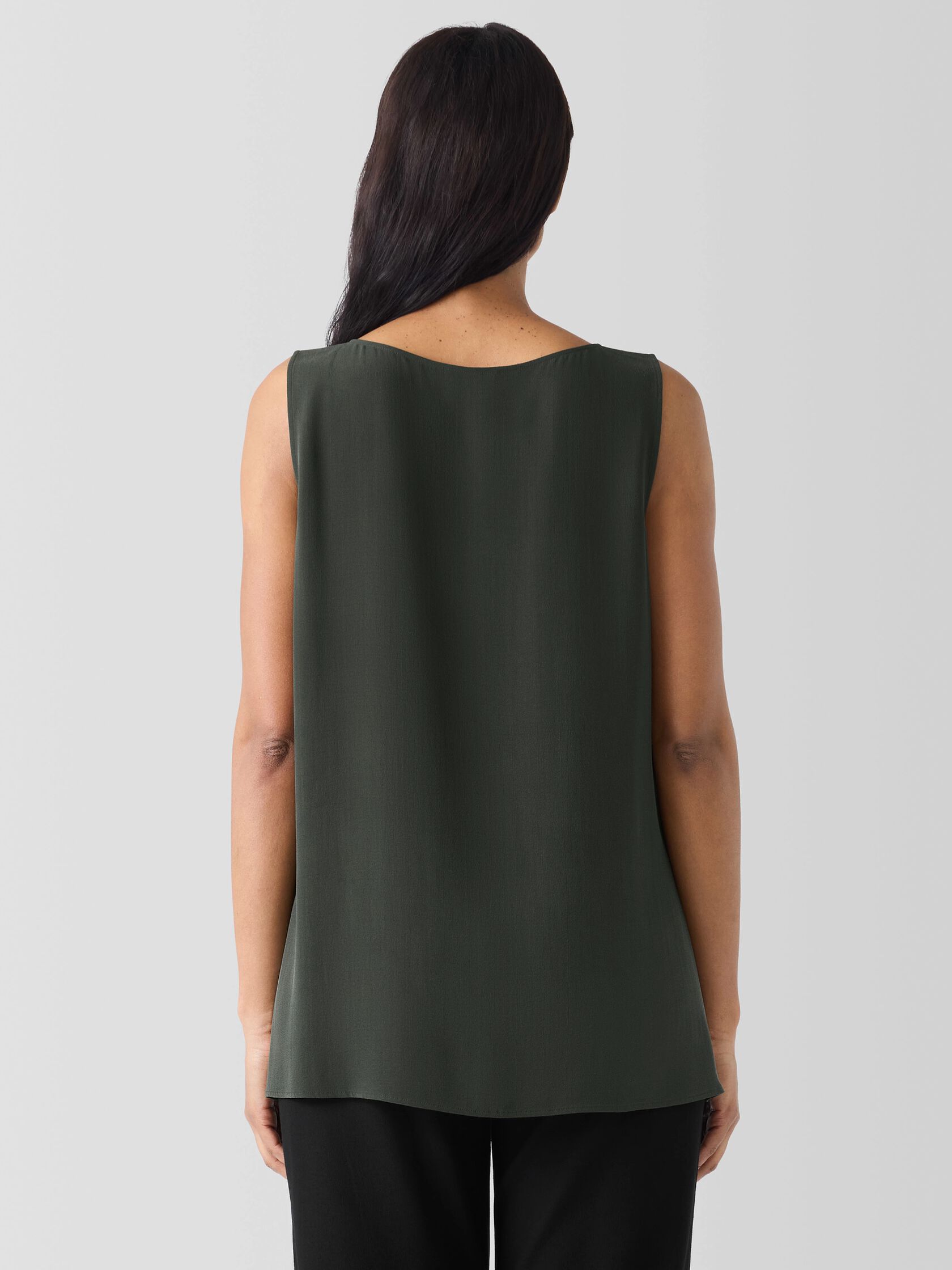 Silk Georgette Crepe Ballet Neck Long Tank