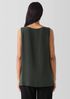 Silk Georgette Crepe Ballet Neck Long Tank