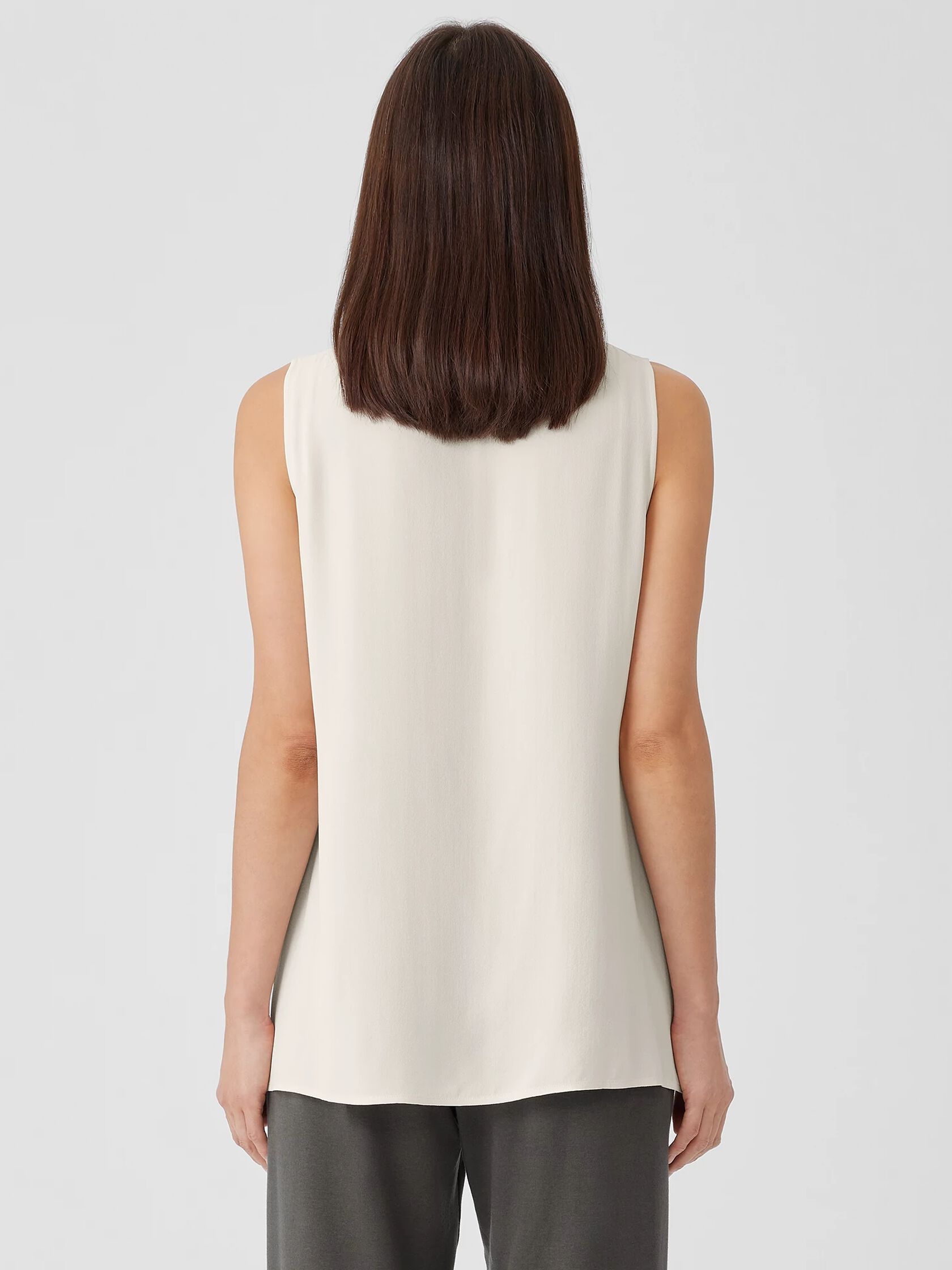 Silk Georgette Crepe Ballet Neck Long Tank