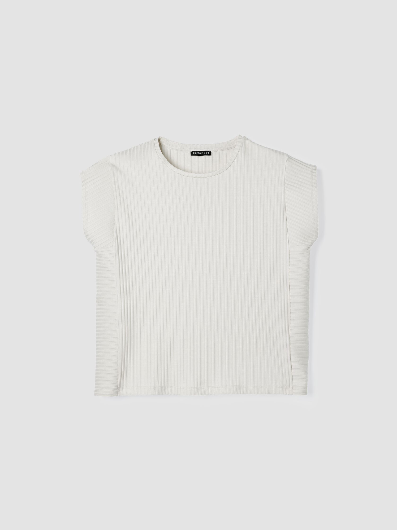 Textured Stretch Rib Round Neck Top