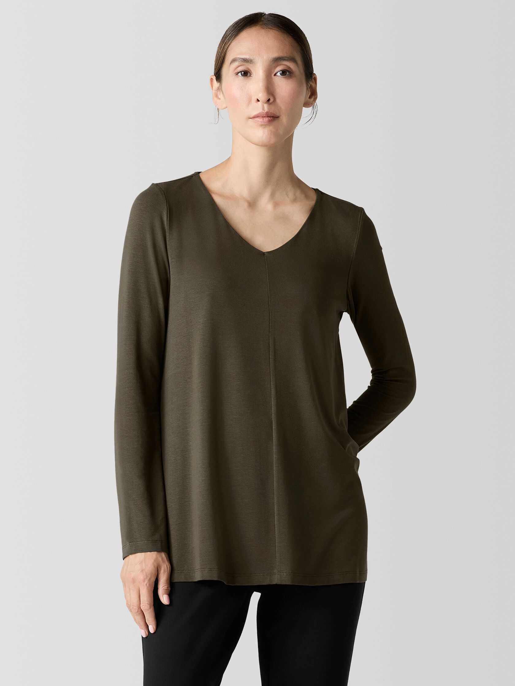 Fine Jersey V-Neck Long Top