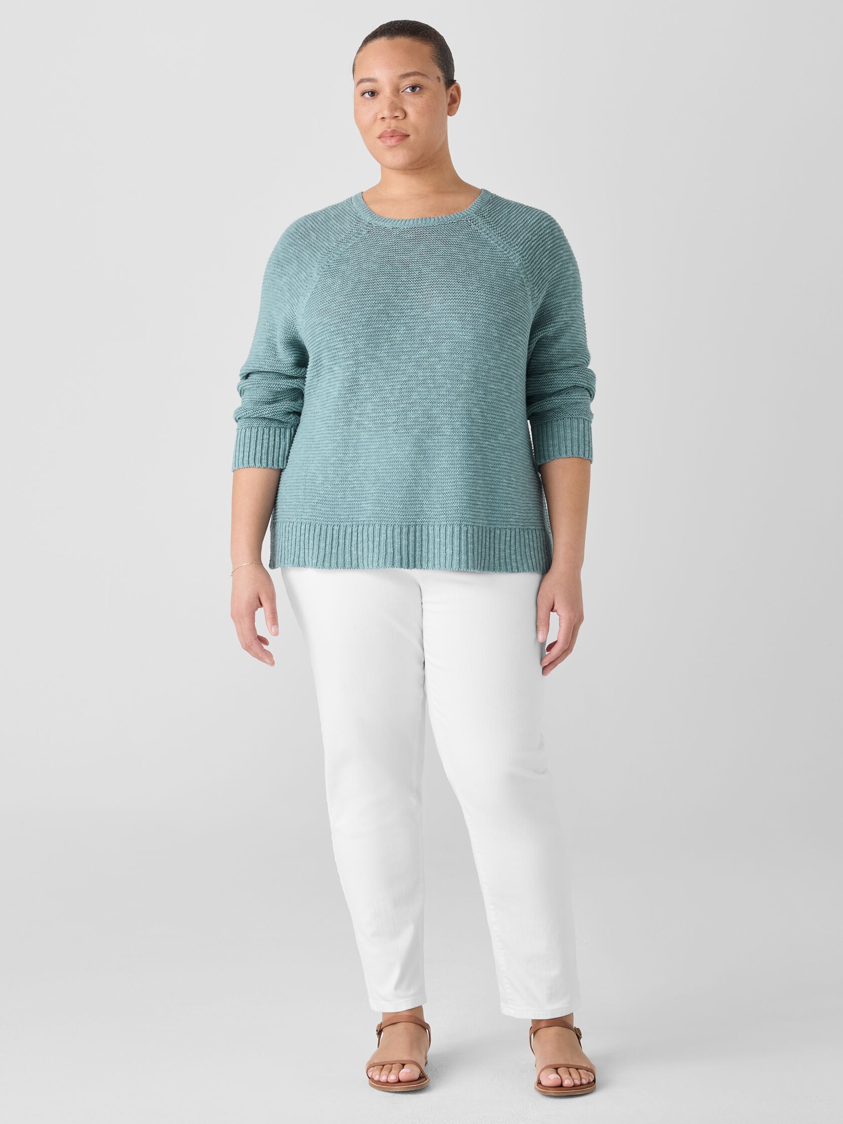 Organic Linen Cotton Slub Crew Neck Top