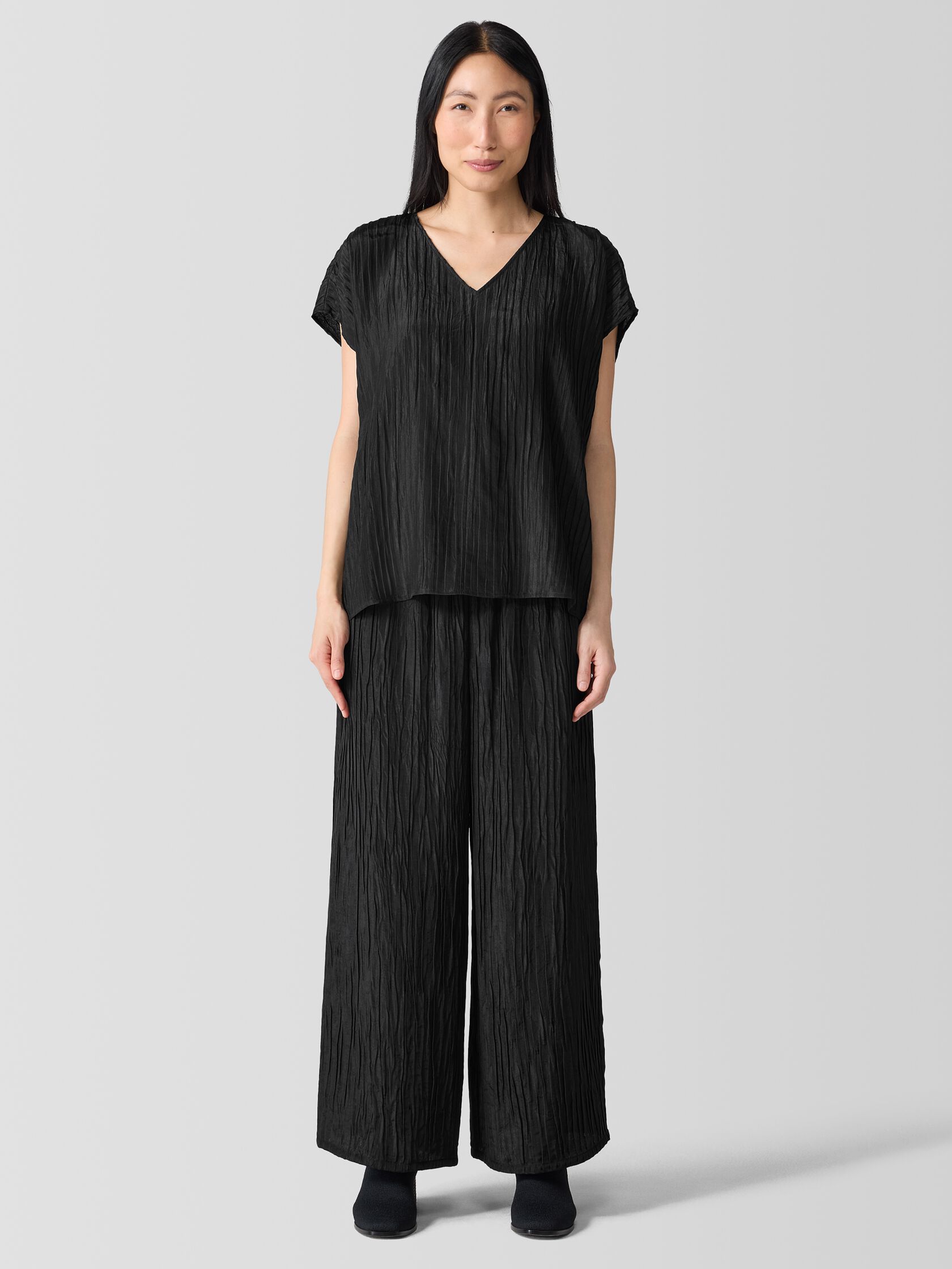 Textured Silk Jacquard Wide-Leg Pant