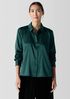 Stretch Silk Charmeuse Classic Collar Shirt