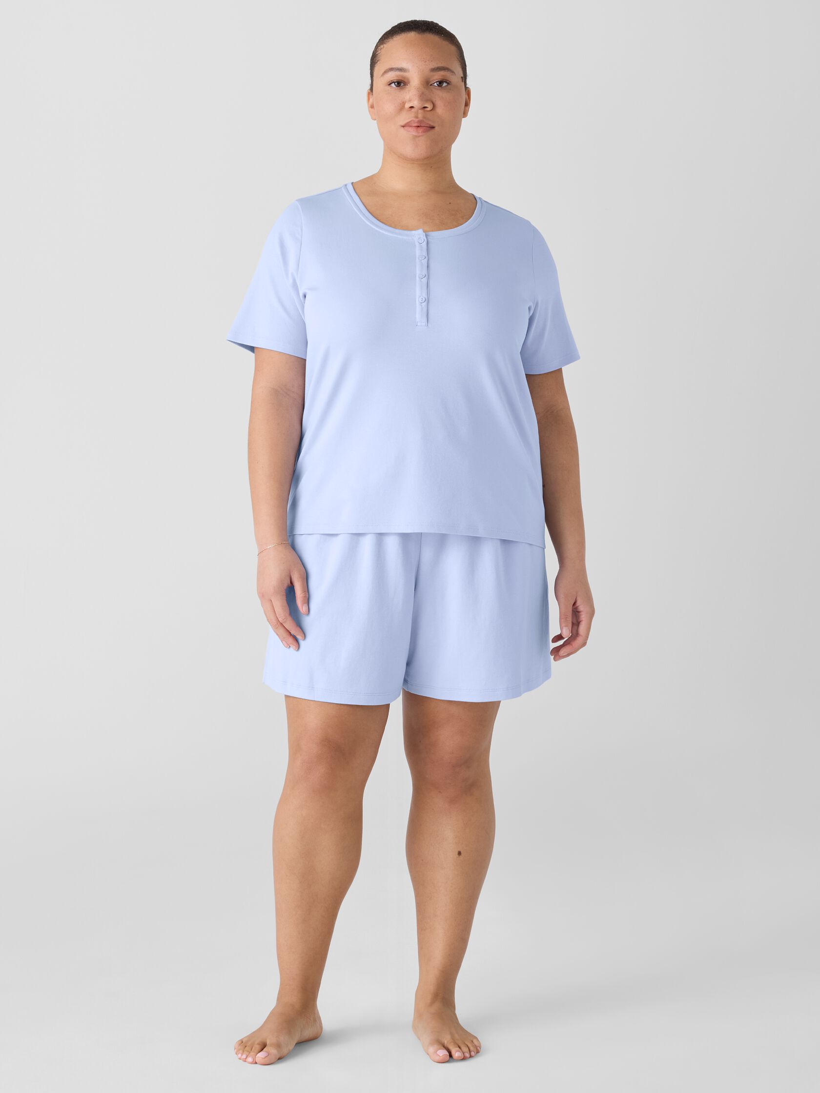 Organic Cotton Interlock Henley Sleep Top