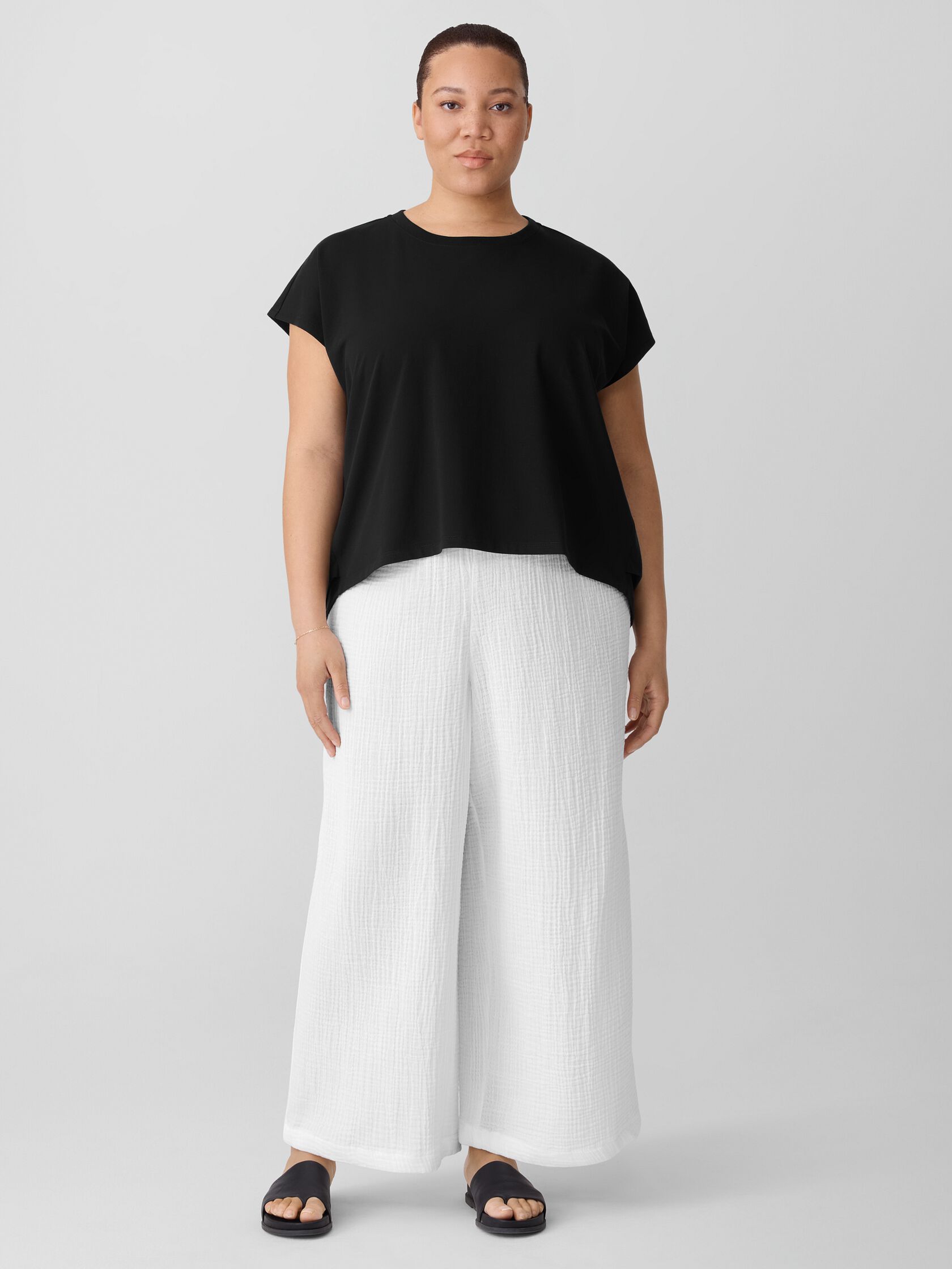 Pima Cotton Stretch Jersey Pleated Box-Top
