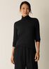 Sheer Cotton Blend Knit Turtleneck Top
