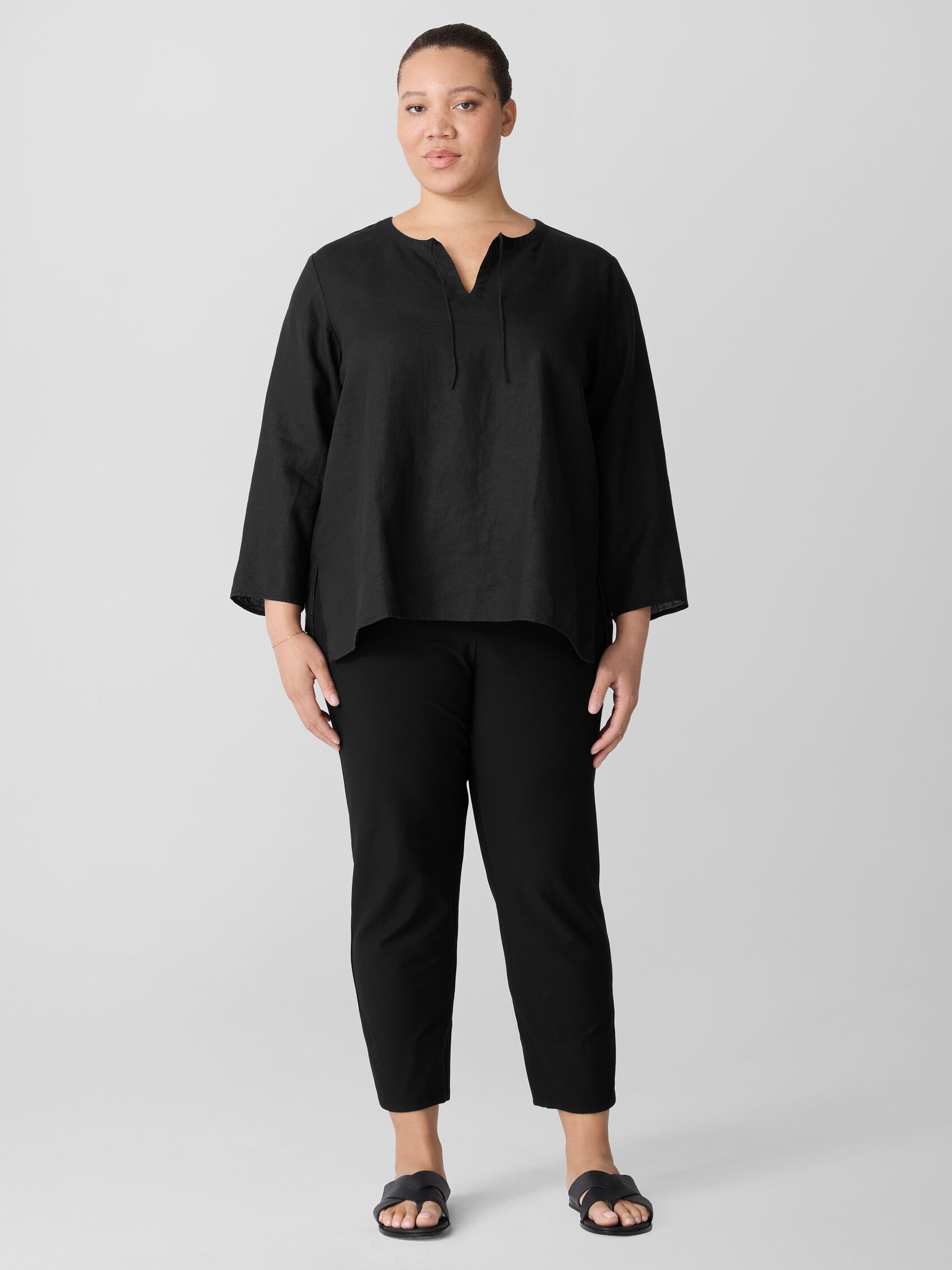Organic Handkerchief Linen Round Neck Top