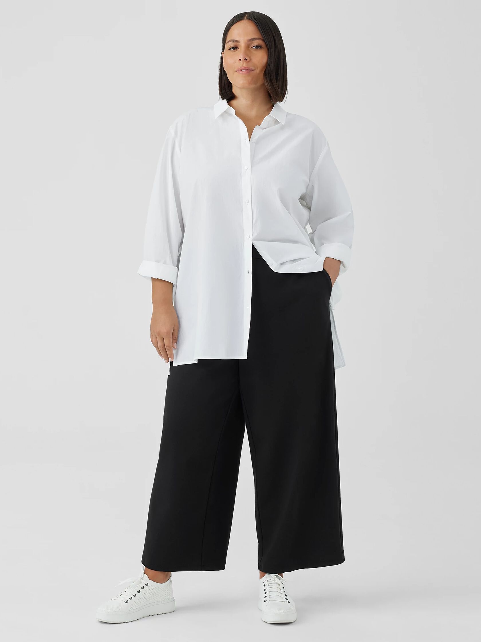 Cotton Blend Ponte Wide-Leg Pant
