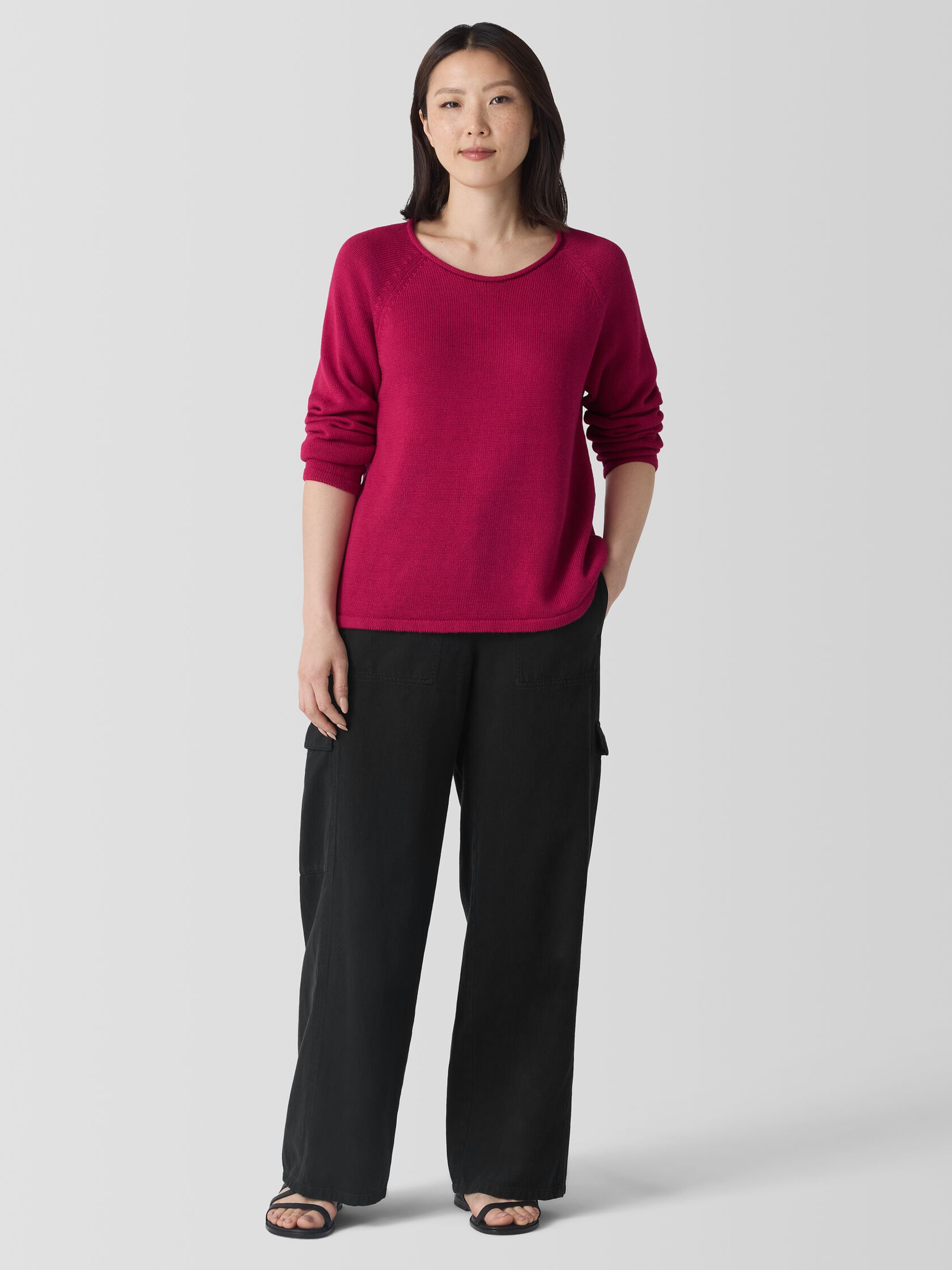 Peruvian Cotton Blend Crew Neck Top