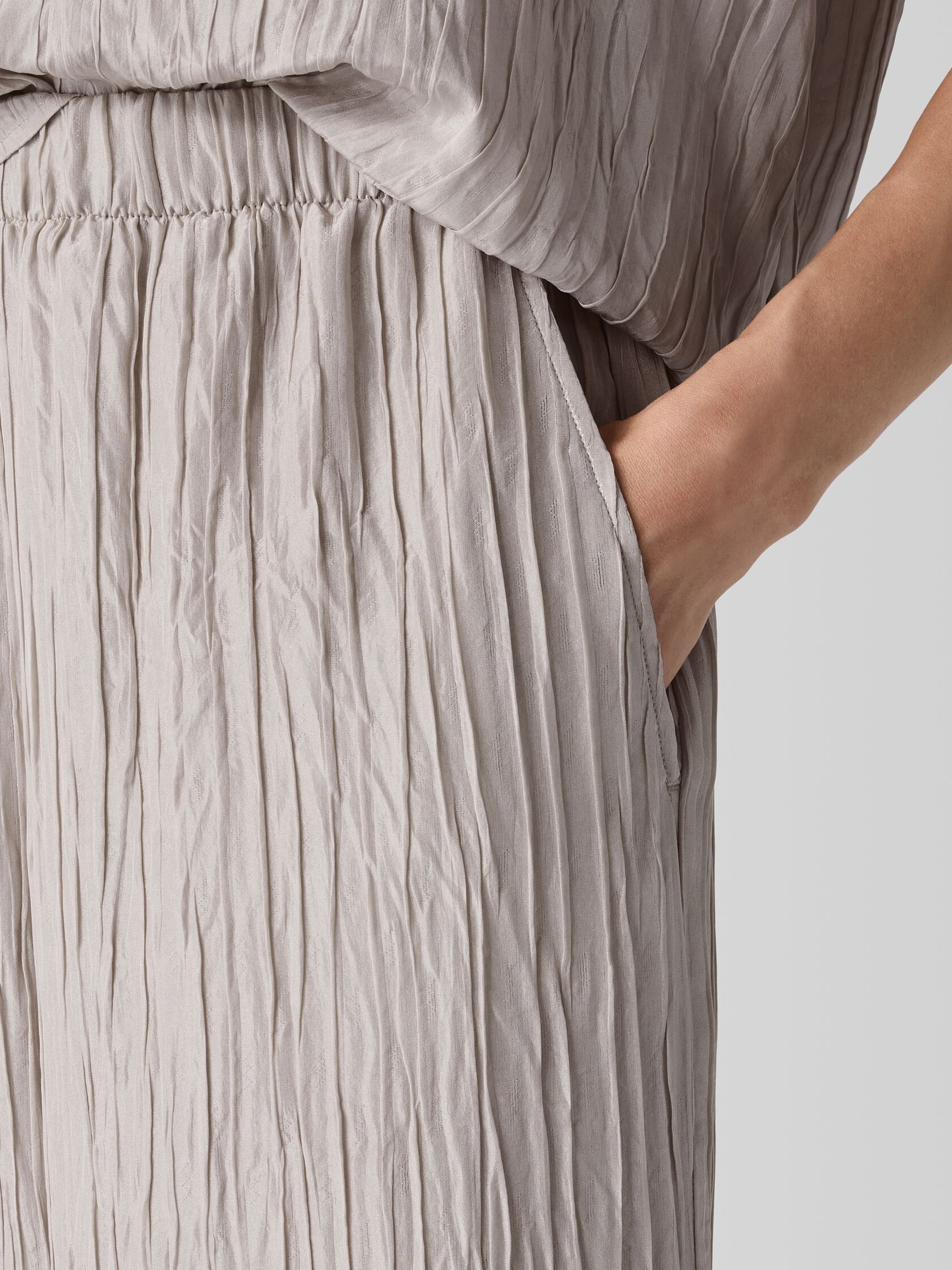 Textured Silk Jacquard Wide-Leg Pant