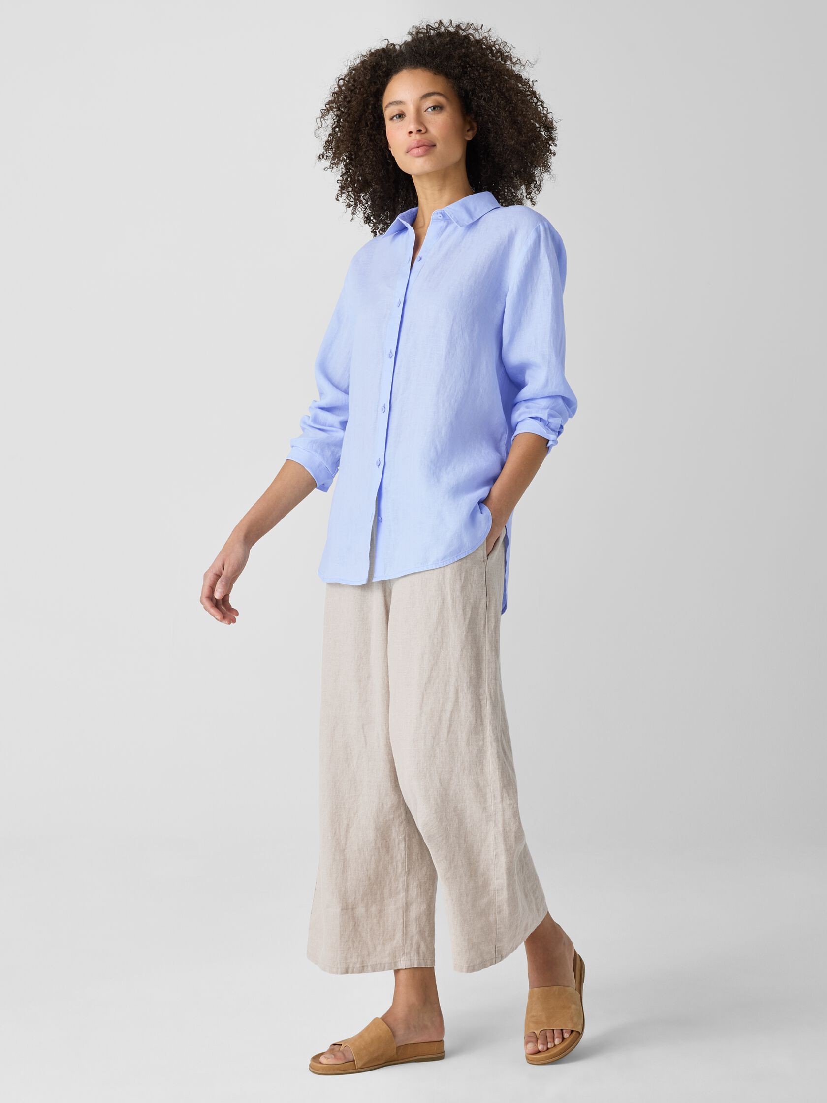 Organic Handkerchief Linen Classic Collar Shirt