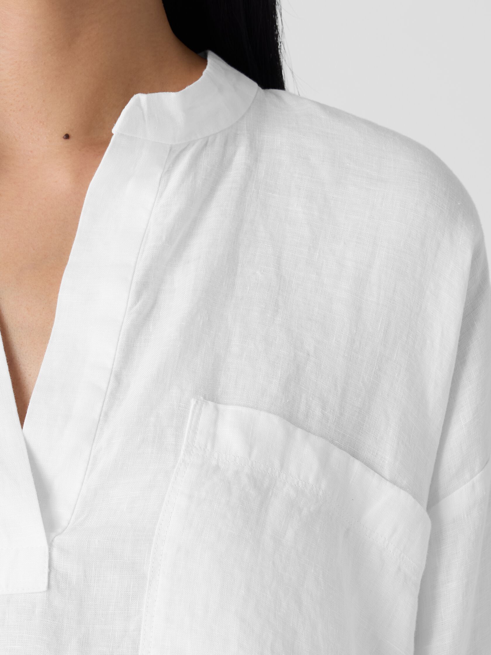 Organic Handkerchief Linen Split Neck Shirt