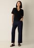 Cotton Silk Cord Split Neck Top