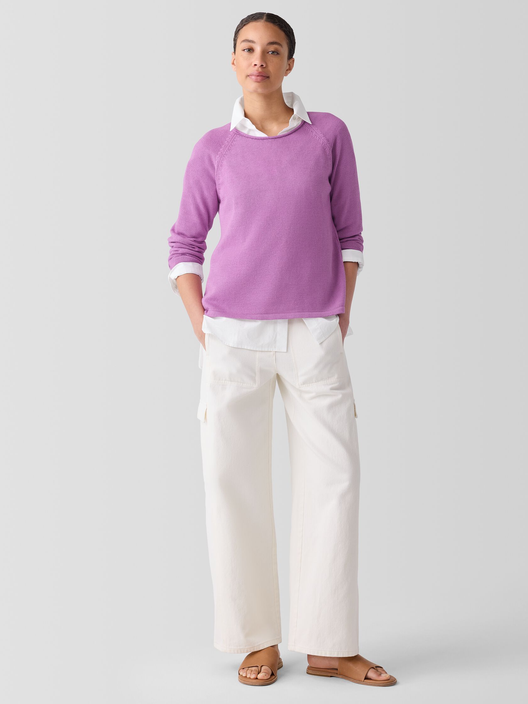 Peruvian Cotton Blend Crew Neck Top