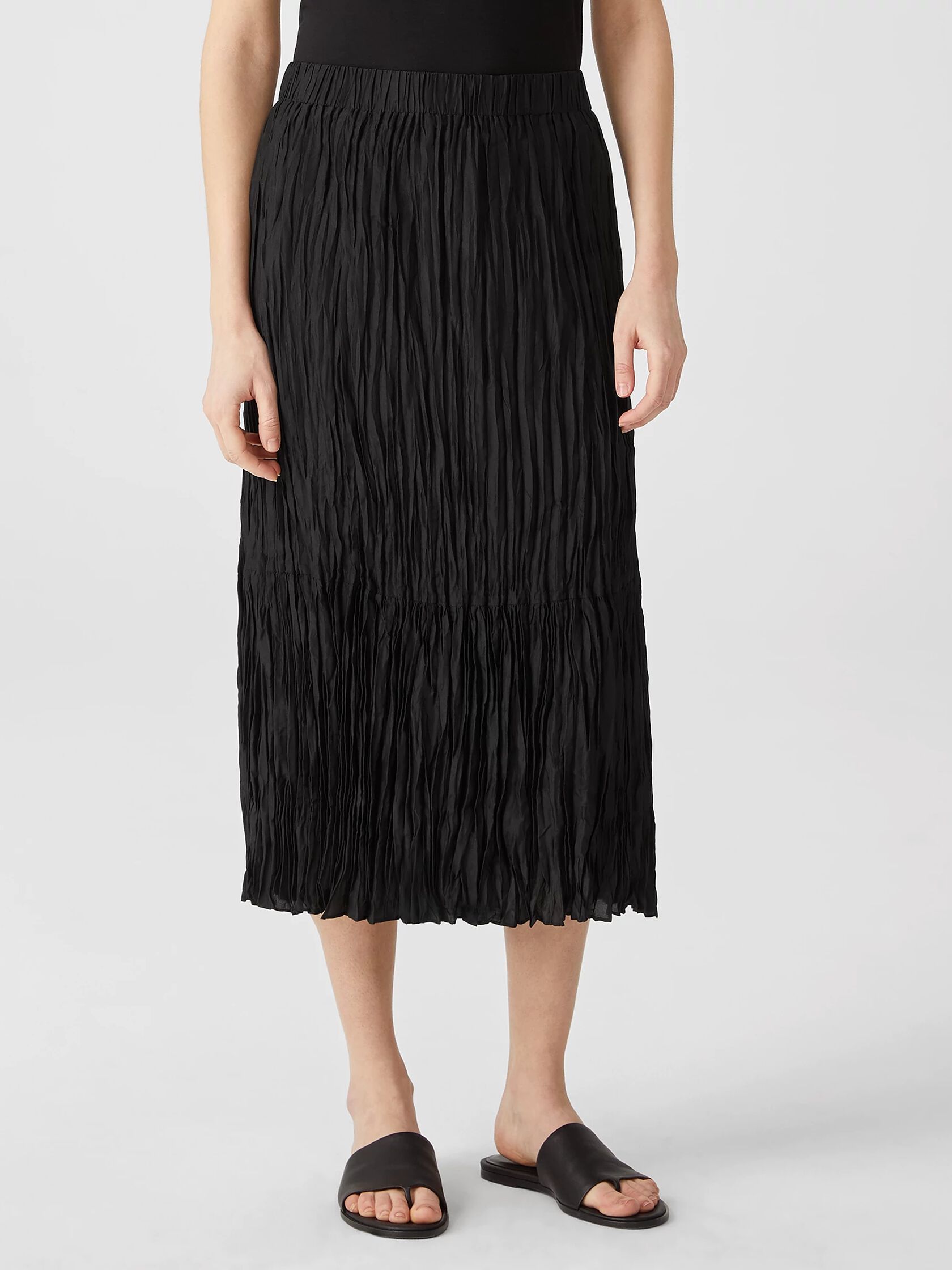 Crushed Silk Habutai Tiered Skirt