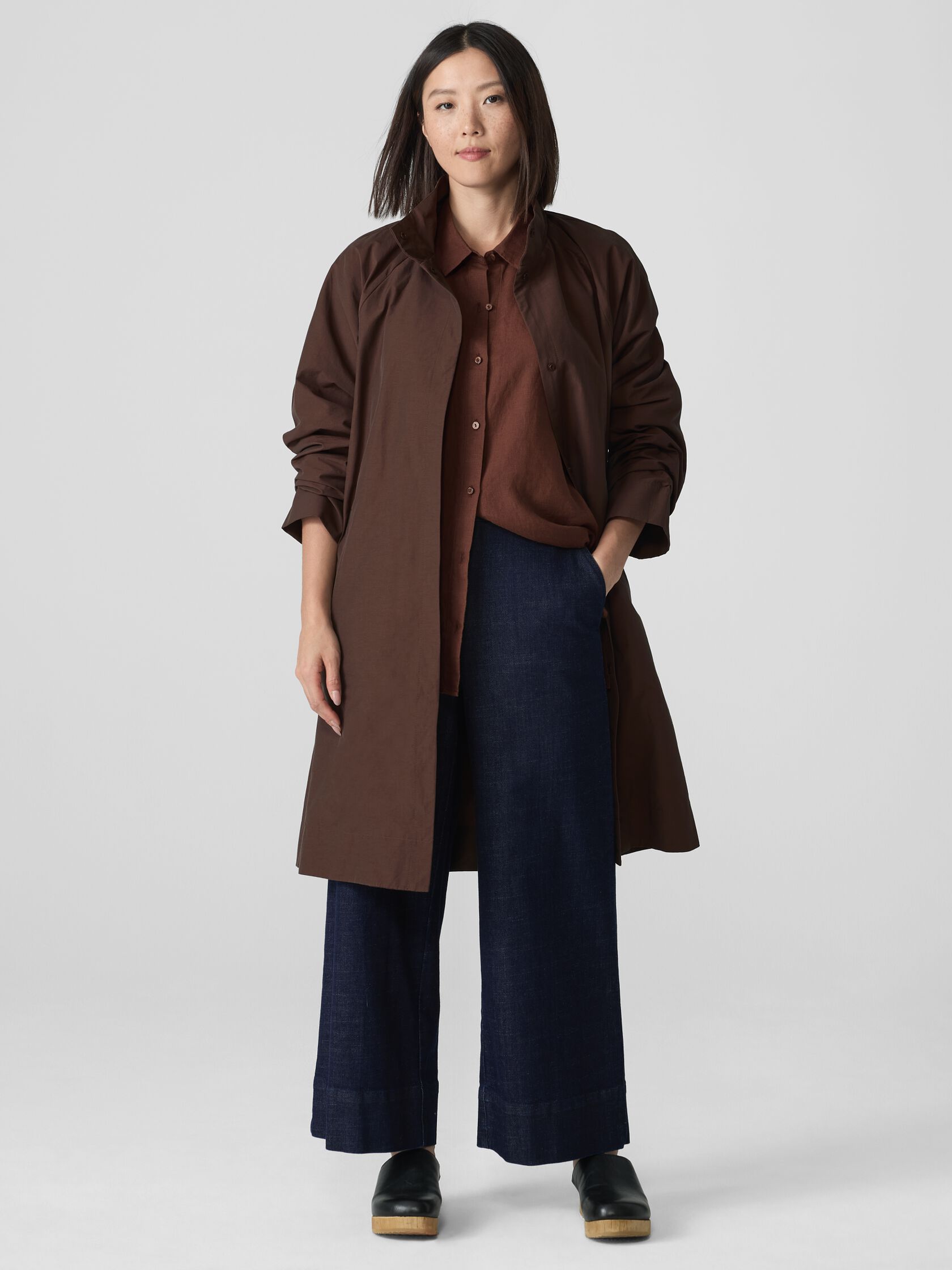 Light Cotton Nylon Stand Collar Coat