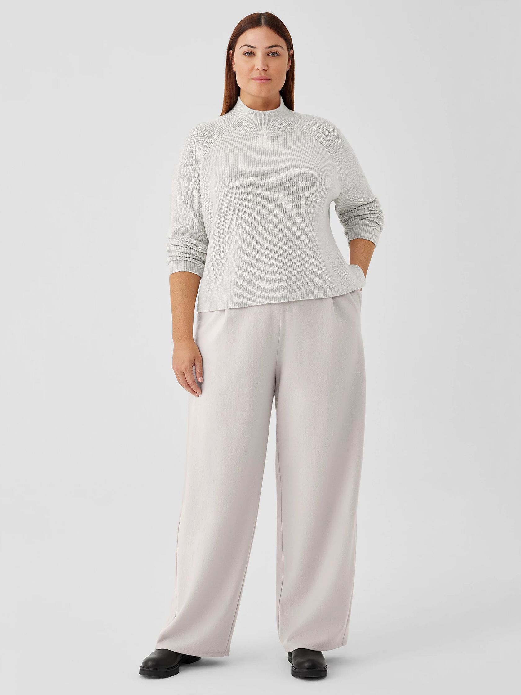 Merino Cropped Turtleneck Top in Regenerative Wool