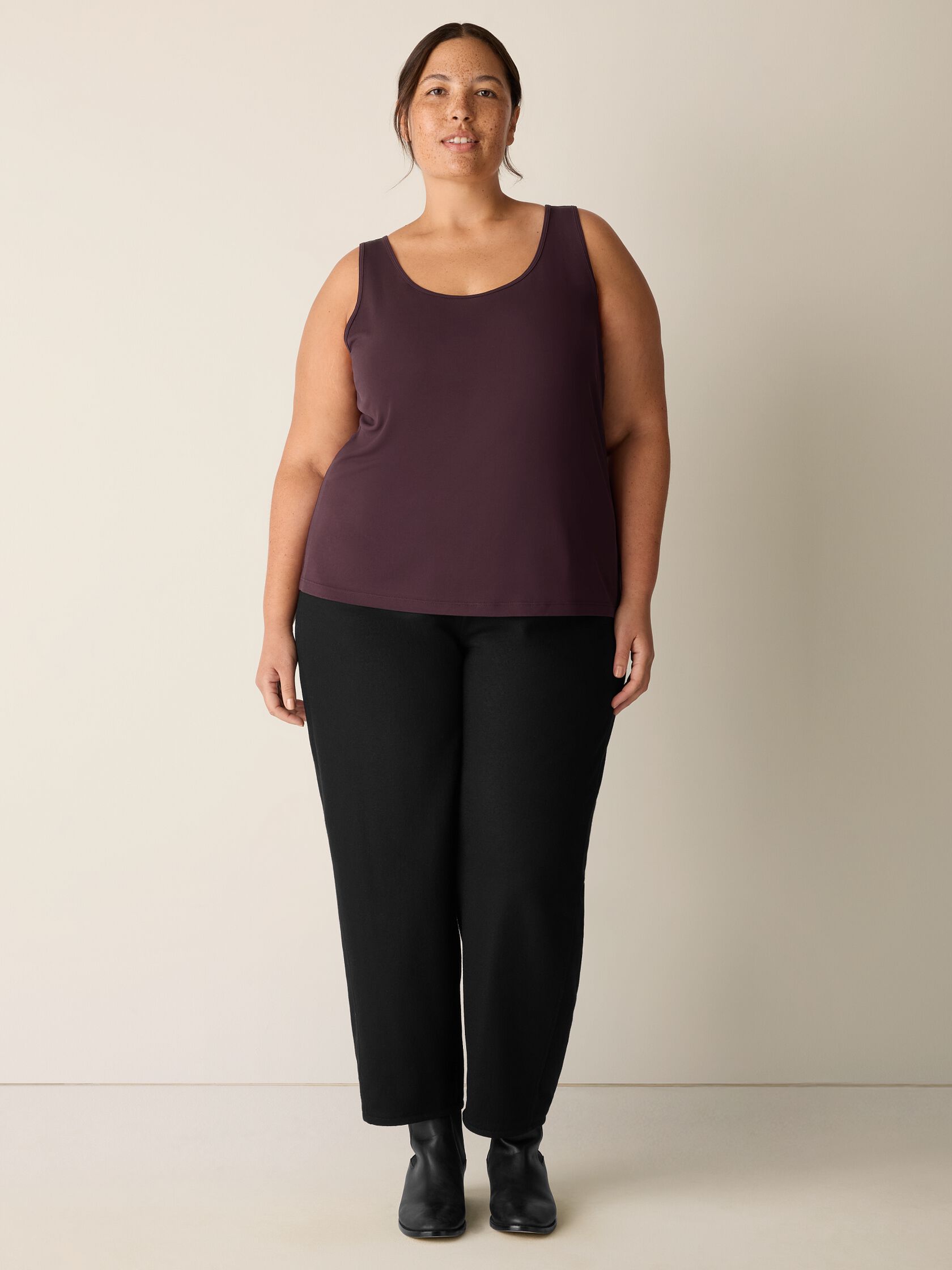 Stretch Silk Jersey Scoop Neck Tank