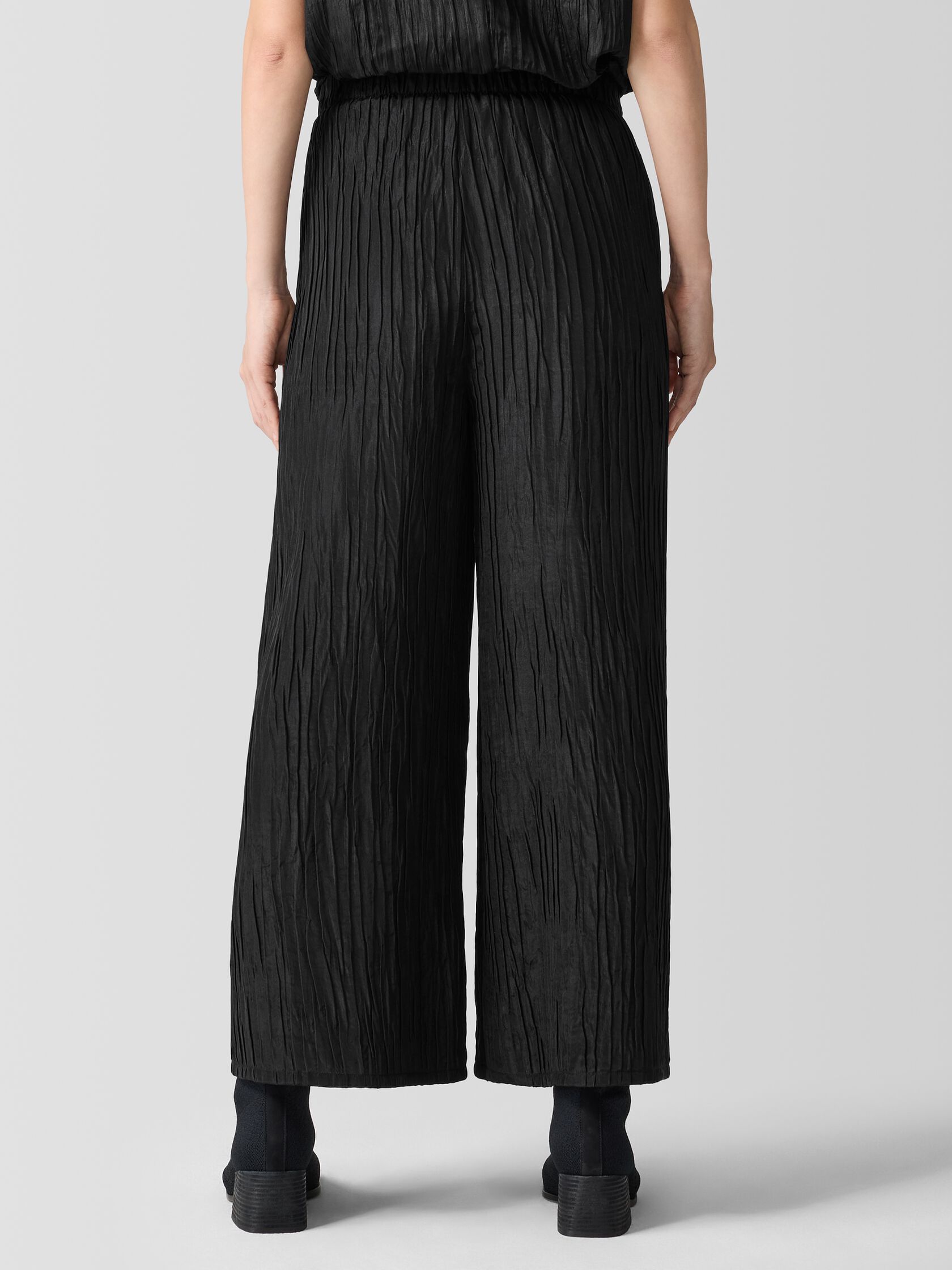 Textured Silk Jacquard Wide-Leg Pant