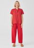Organic Handkerchief Linen Band Collar Short-Sleeve Shirt