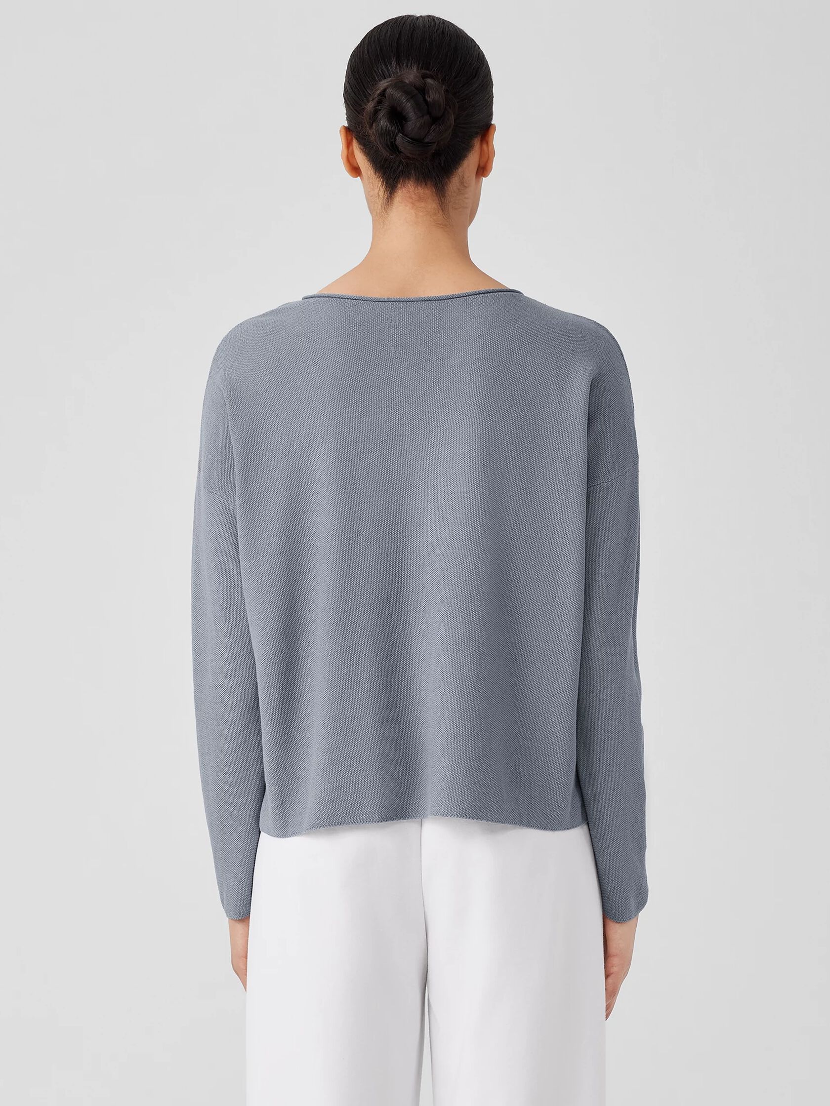 Organic Linen Cotton Jewel Neck Box-Top