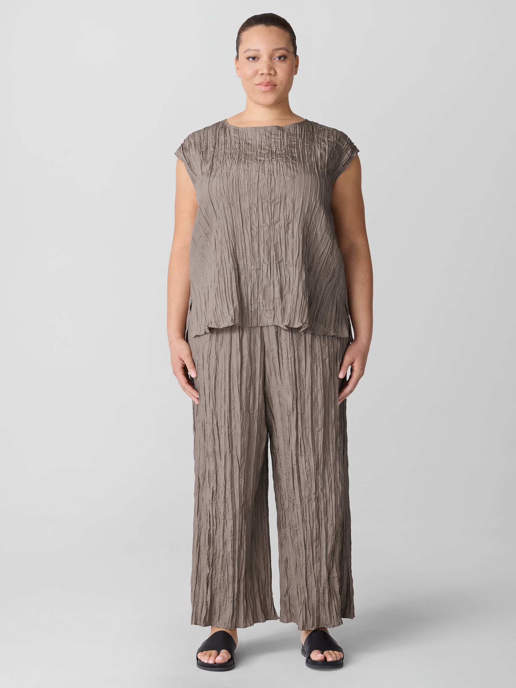 Crushed Silk Wide-Leg Pant