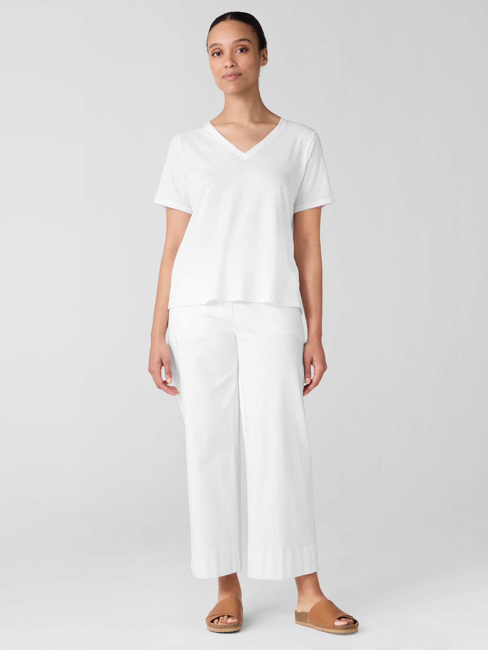 Organic Cotton Slubby Jersey V-Neck Tee