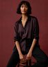 Stretch Silk Charmeuse Classic Collar Shirt