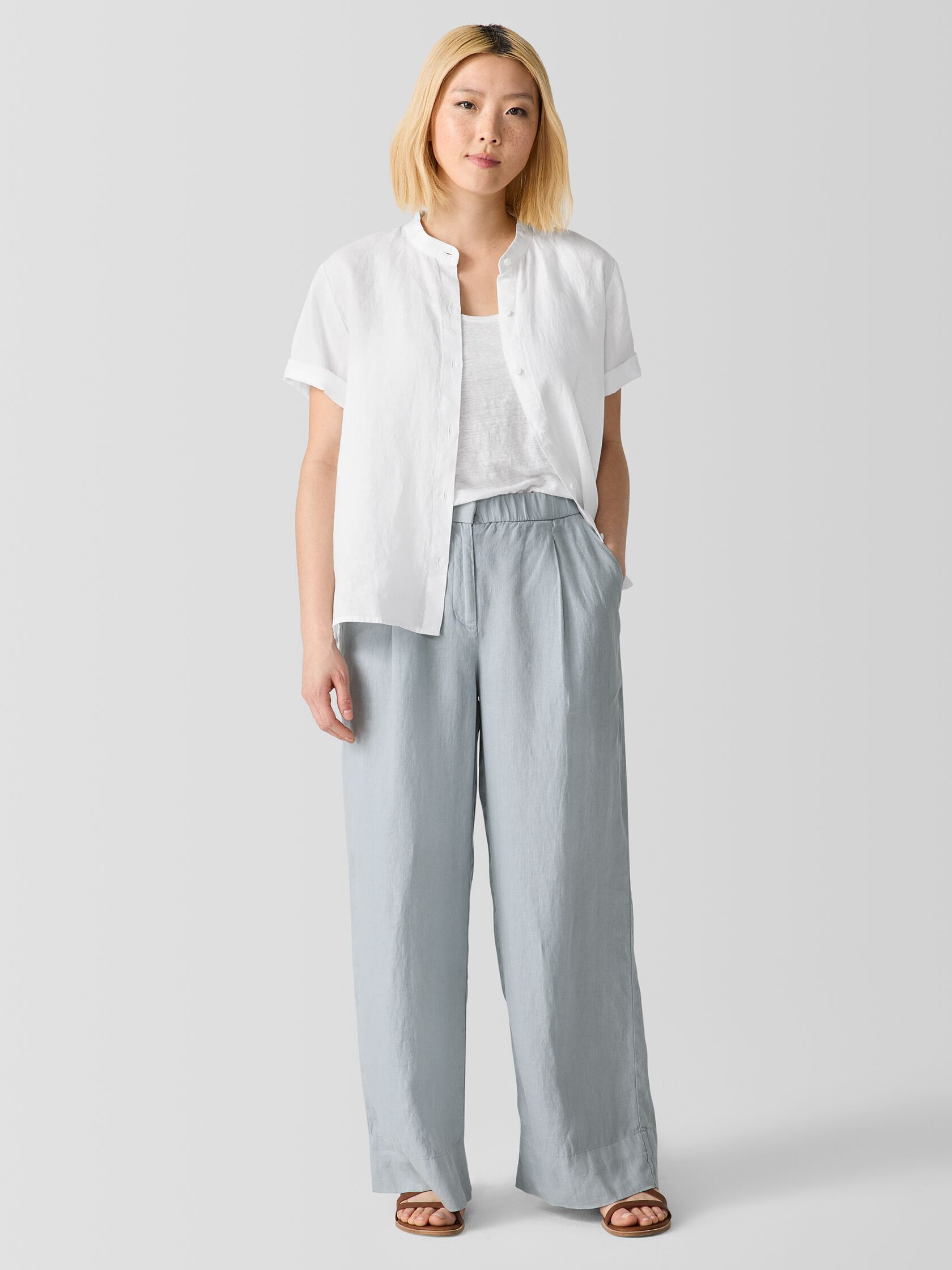 Garment Dyed Organic Linen Trouser Pant