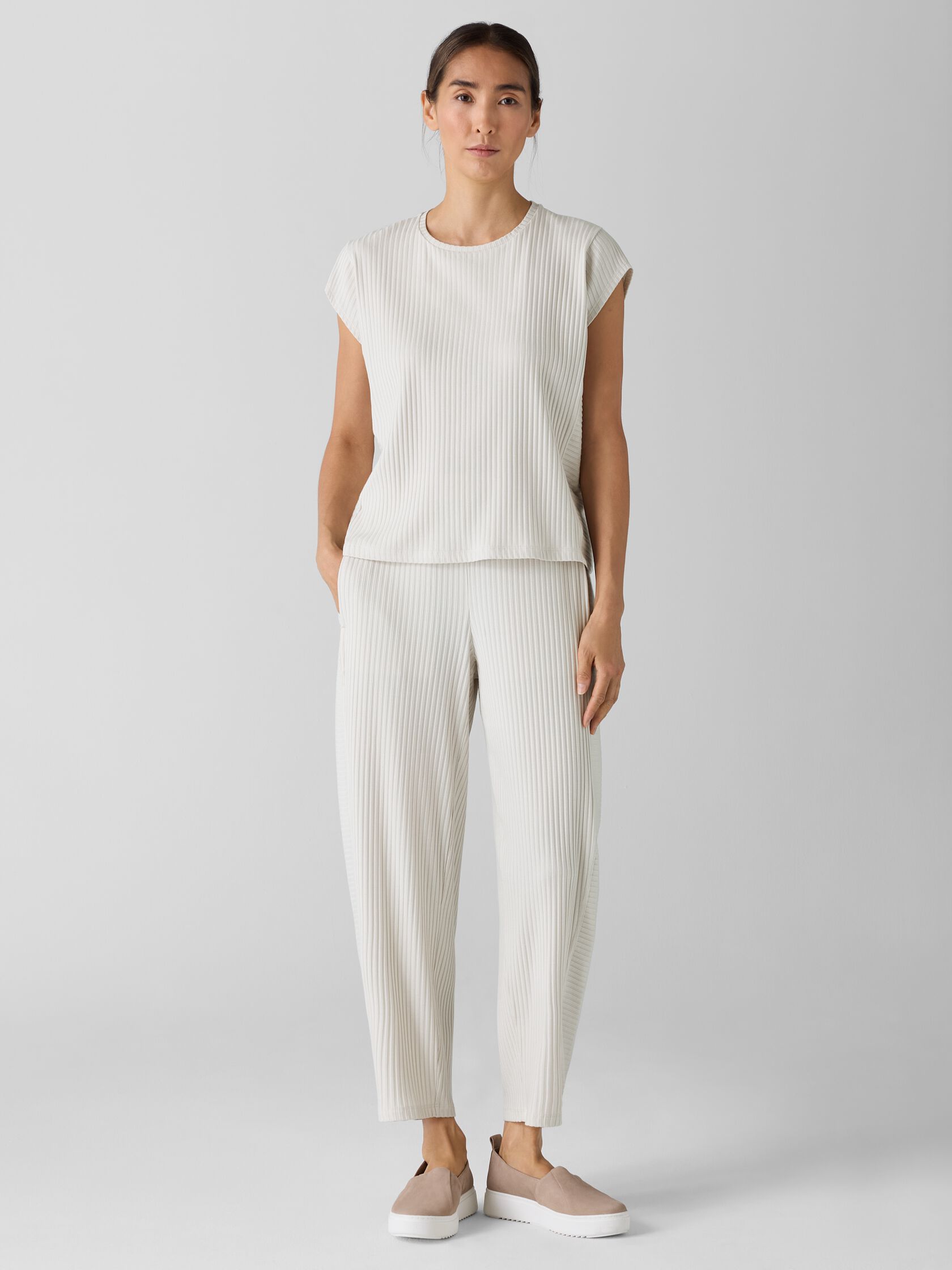 Textured Stretch Rib Lantern Pant