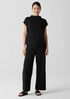Crinkled Jersey Funnel Neck Top