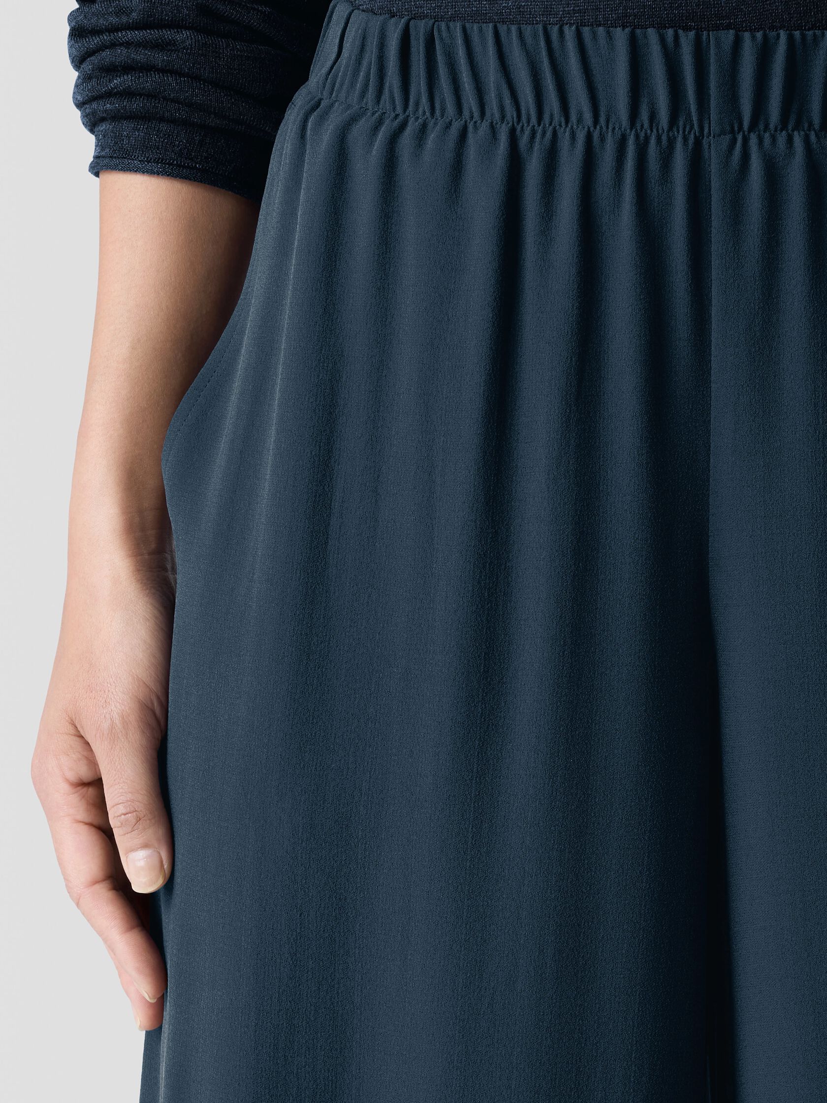 Silk Georgette Crepe Wide-Leg Pant